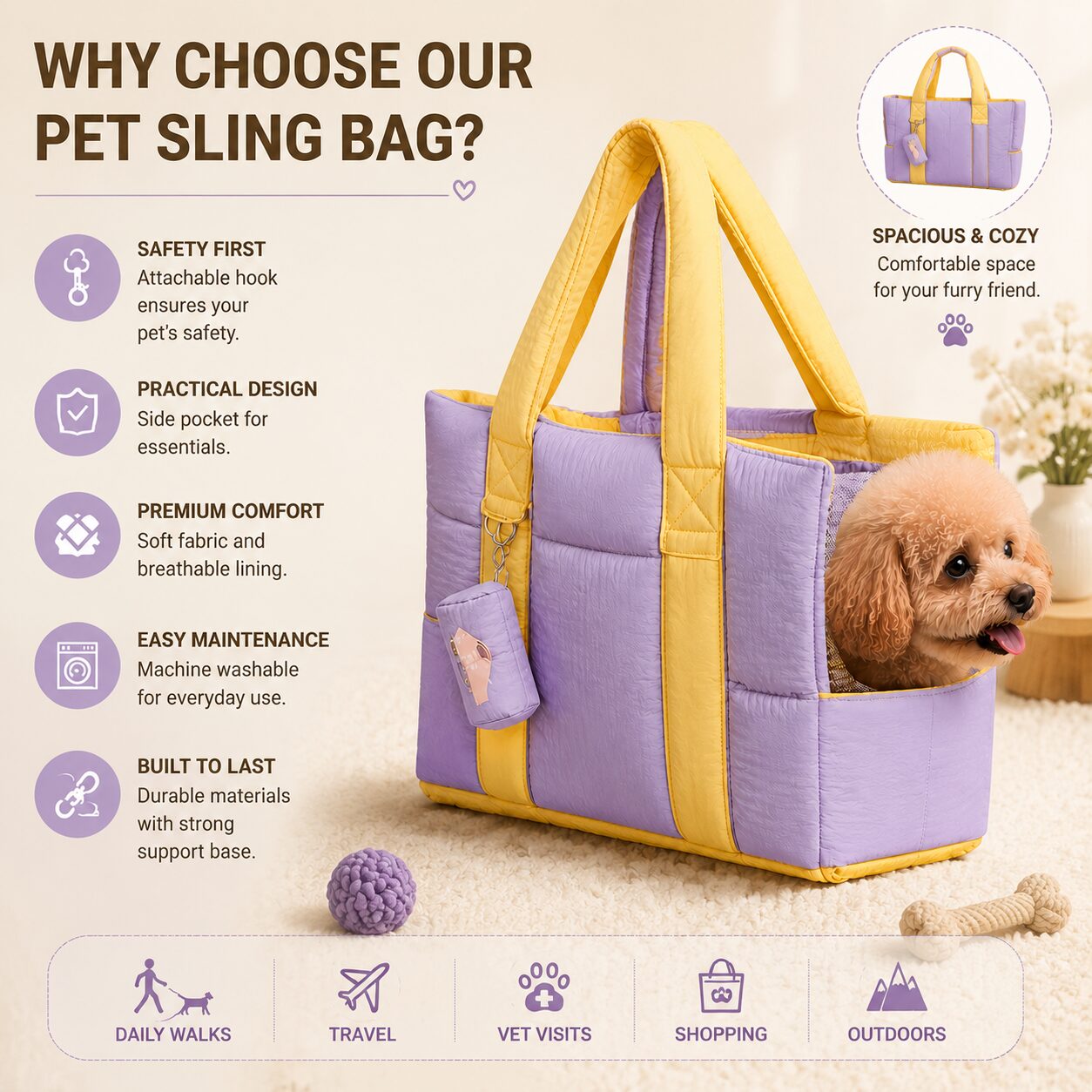 Pet Cloud Puffer Tote Bag