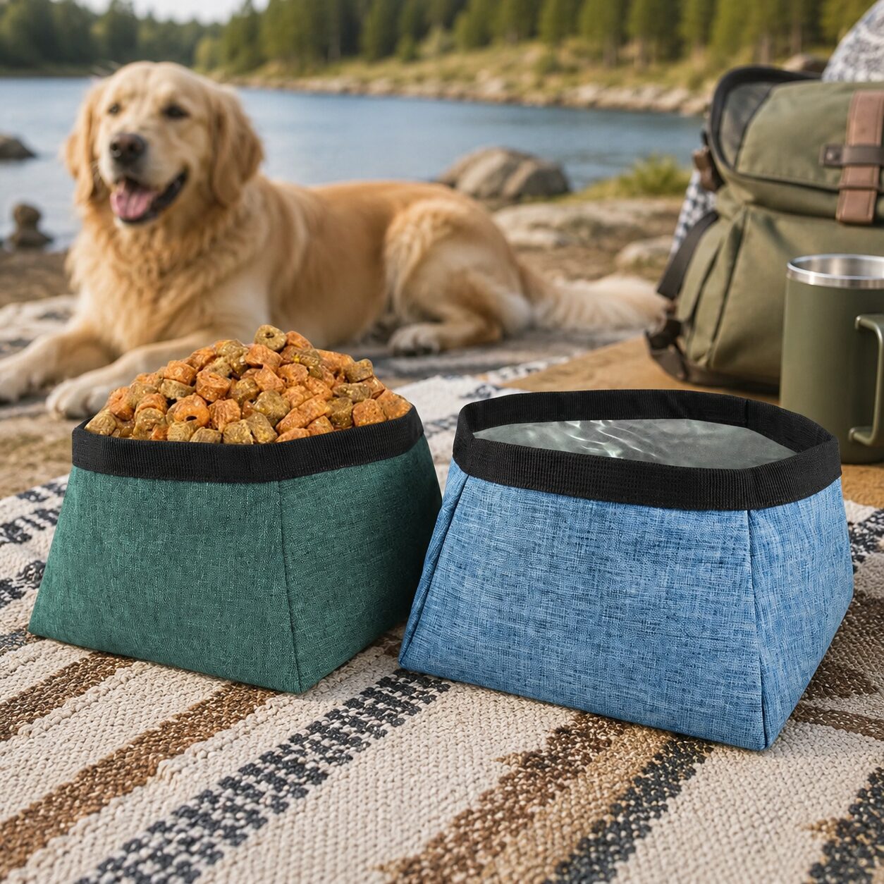 Pet Dual Collapsible Outdoor Bowl Kit