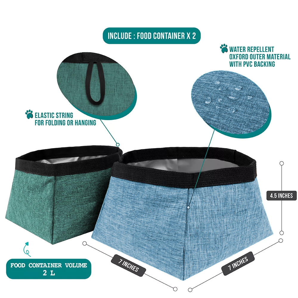 Pet Dual Collapsible Outdoor Bowl Kit