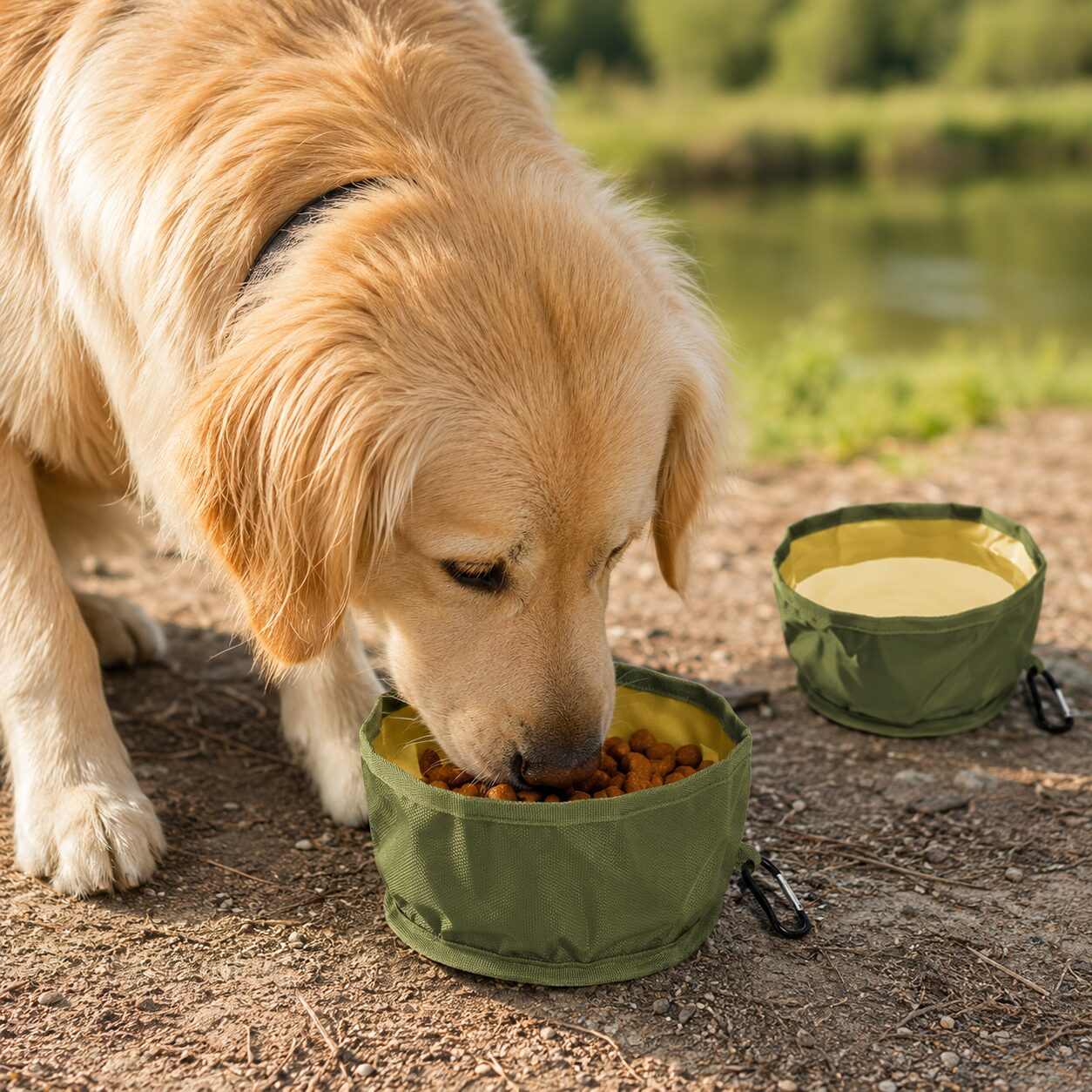 Pet Foldable Outdoor Feeding Bowl Carrier
