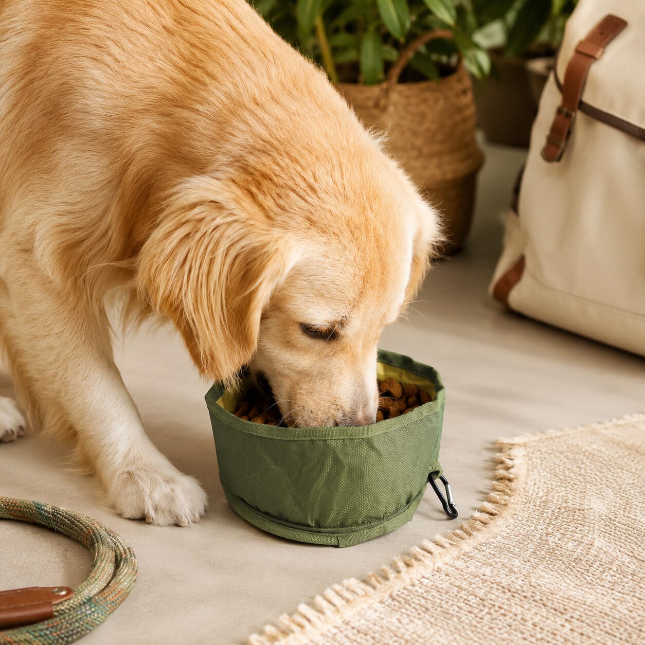 Pet Foldable Outdoor Feeding Bowl Carrier