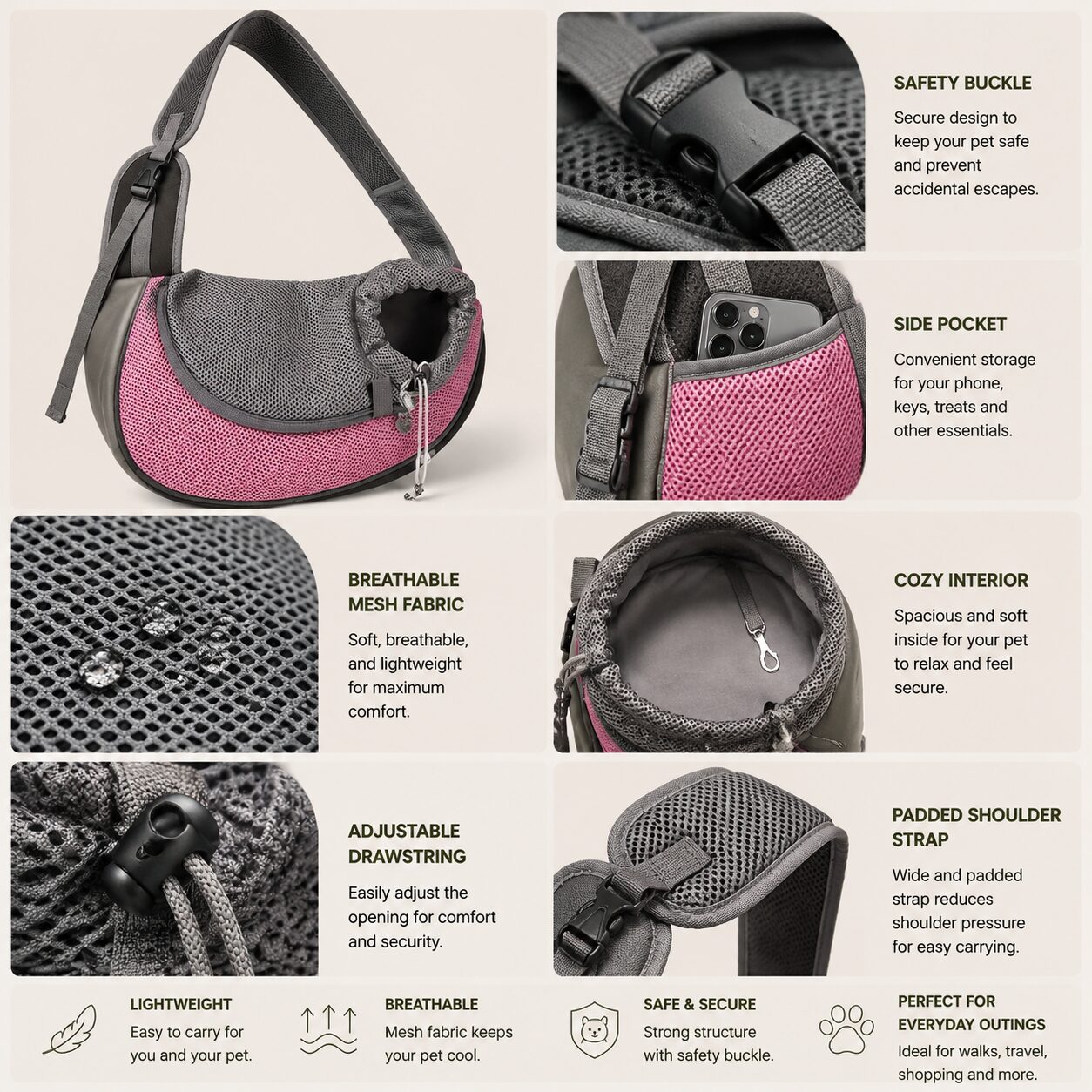 Pet Horizon Curve Shoulder Carrier Bag