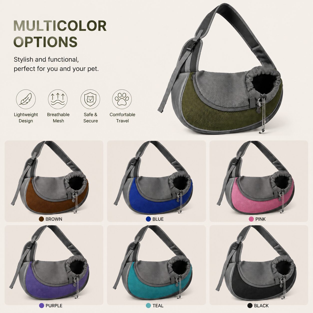 Pet Horizon Curve Shoulder Carrier Bag