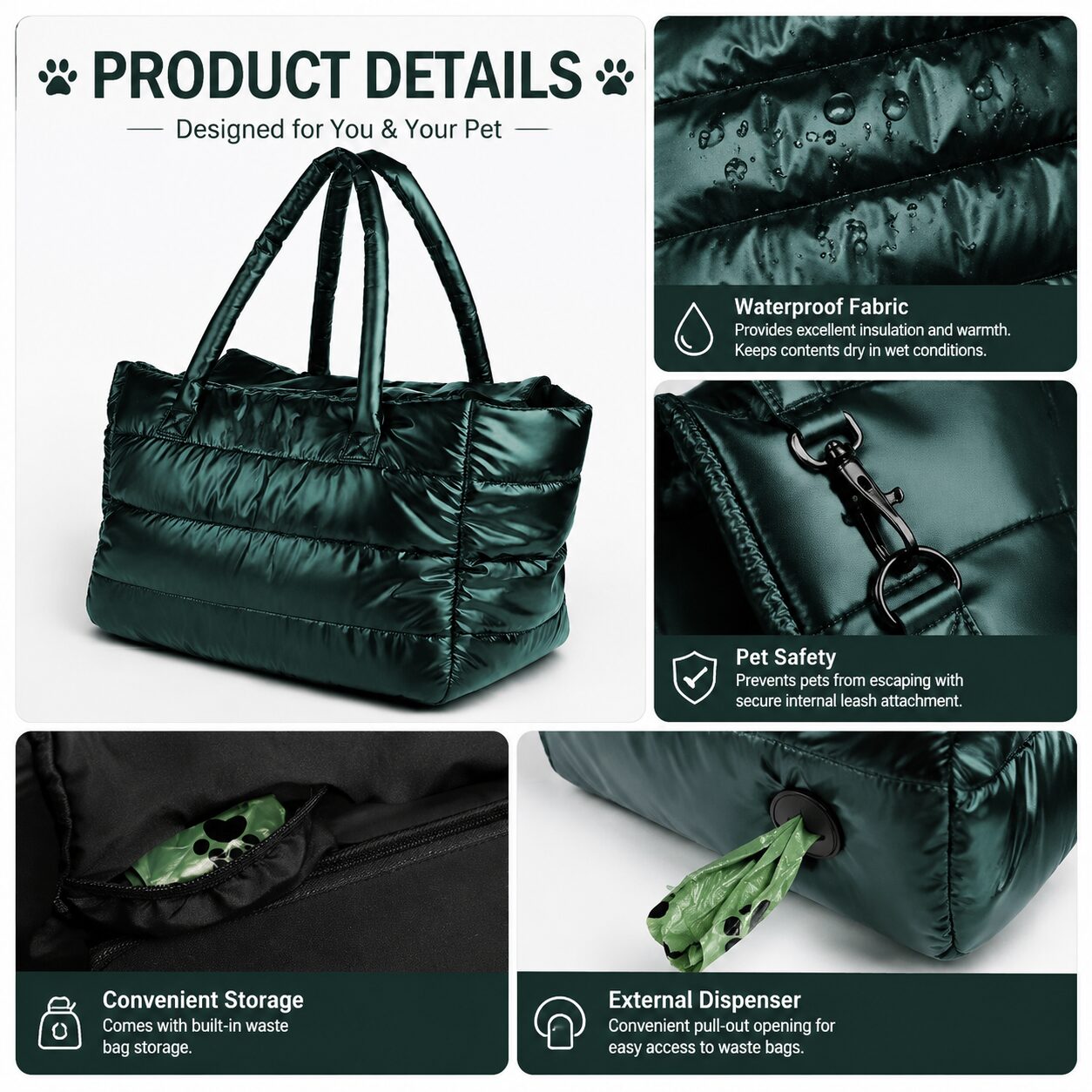 Pet Luxe Puffer Shopper Carrier