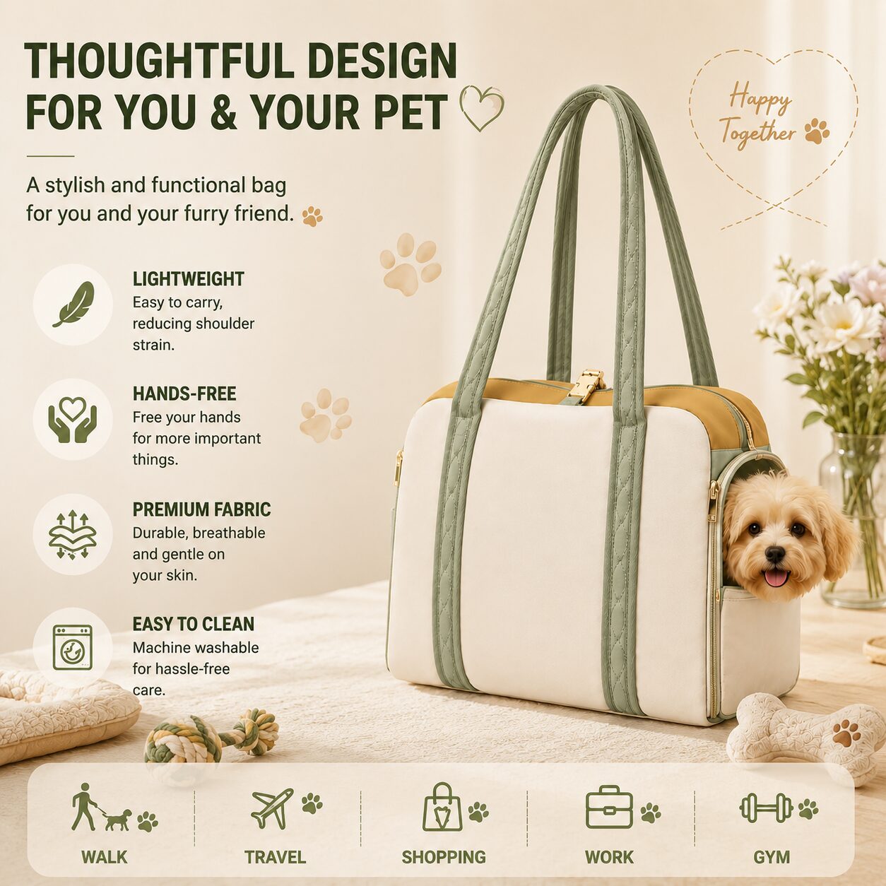 Pet Travel Tote Carrier Bag