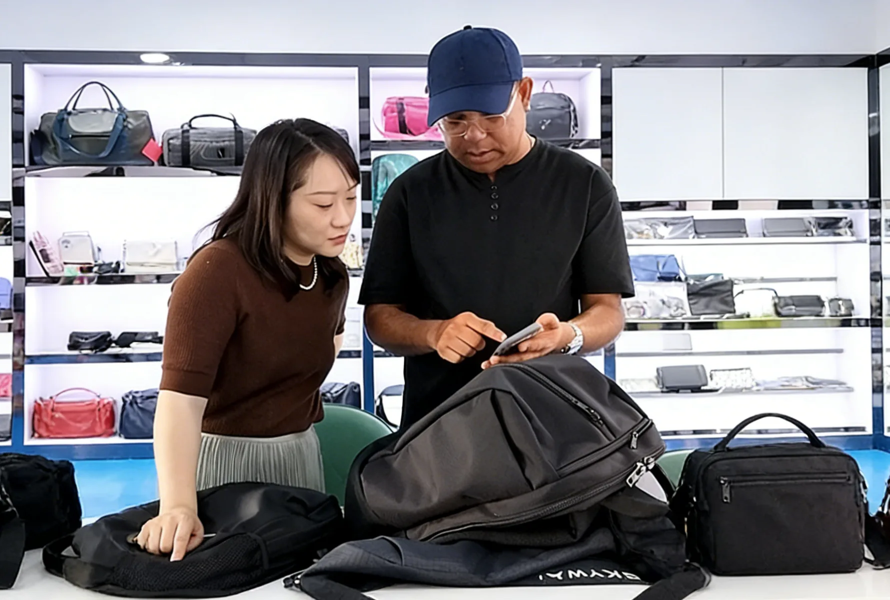 Aimazing salesperson communicates with customer