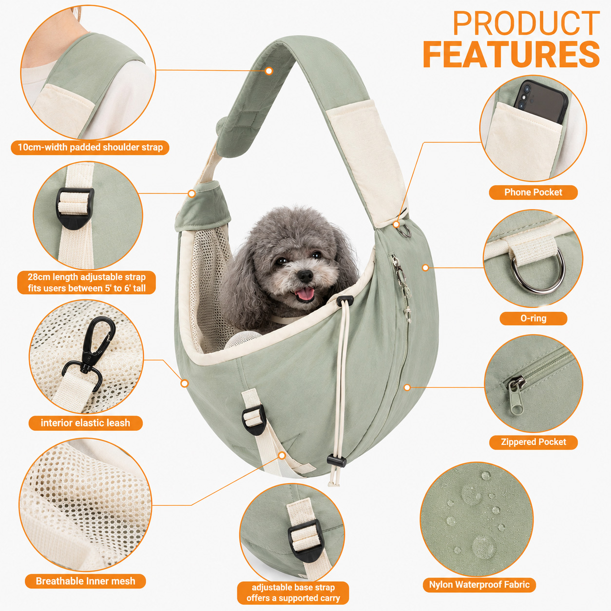 Adjustable Drawstring Pet Walking Sling