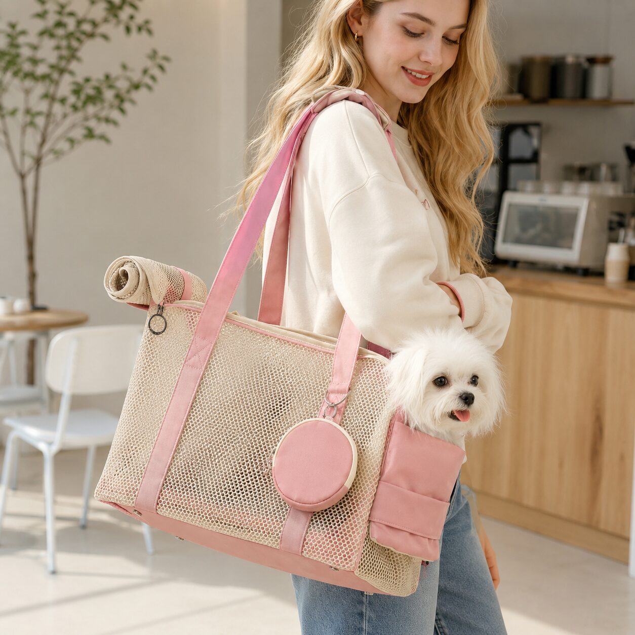 Airflow Mesh Pet Carrier with Side Viewing Pocket