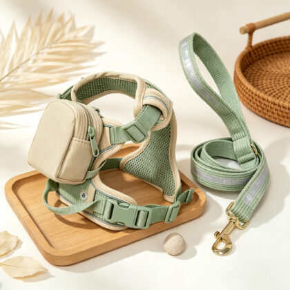Breathable Dog Harness with Storage Pouch Set
