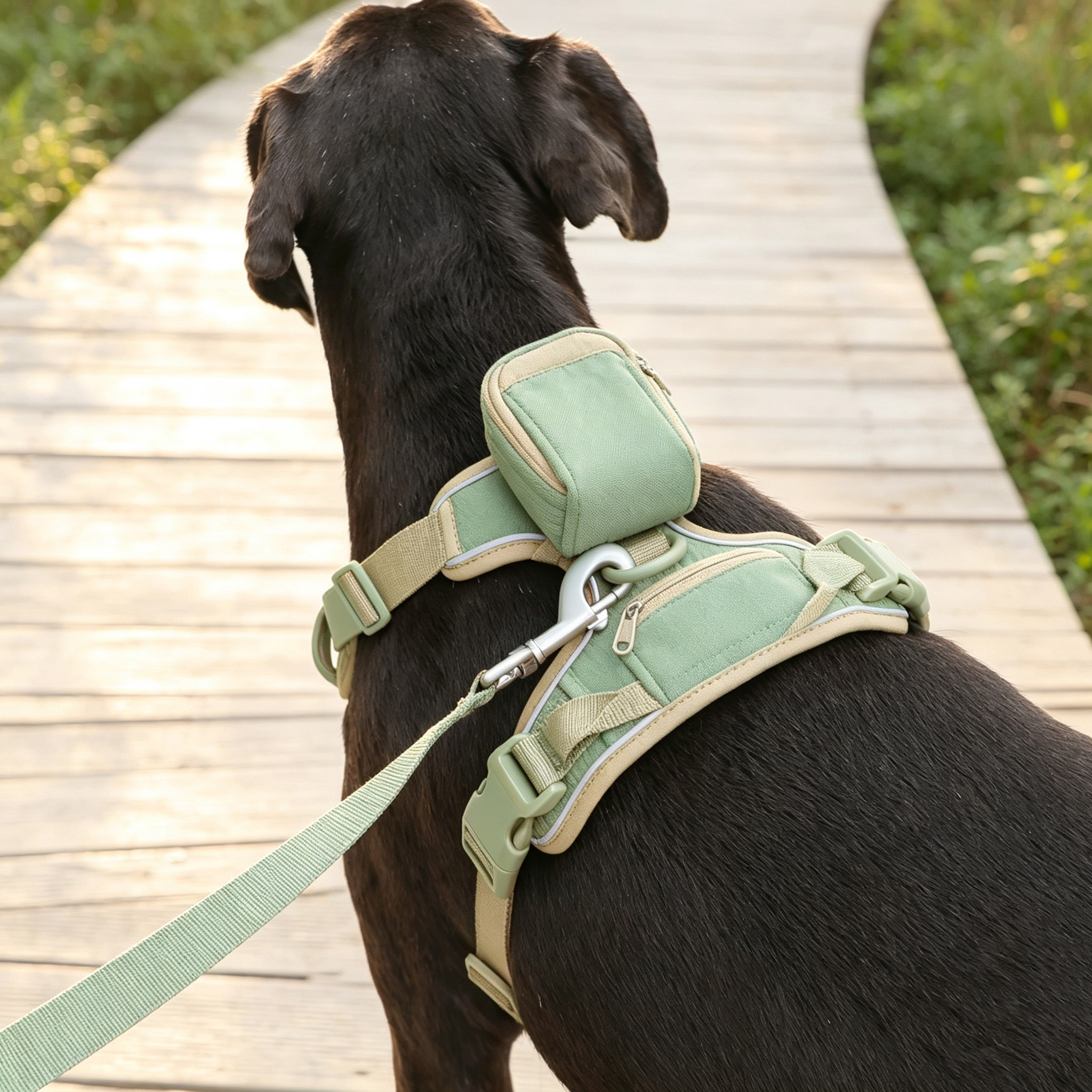 Breathable Dog Harness with Storage Pouch Set