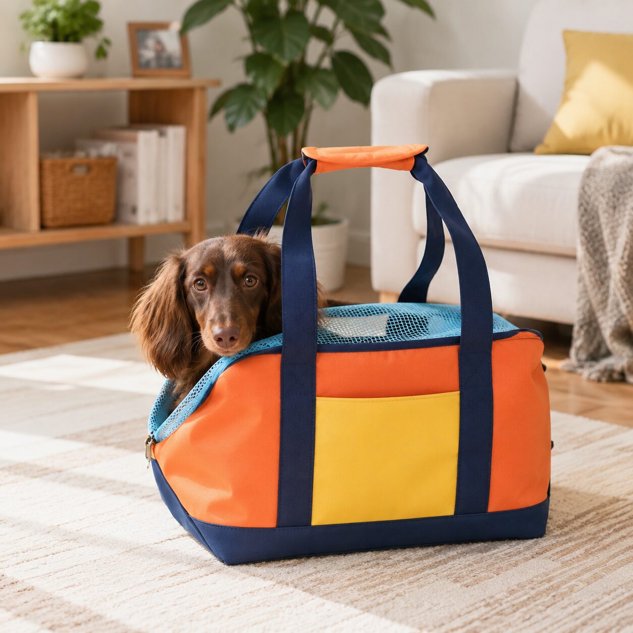Color-Block Mesh Pet Carry Tote