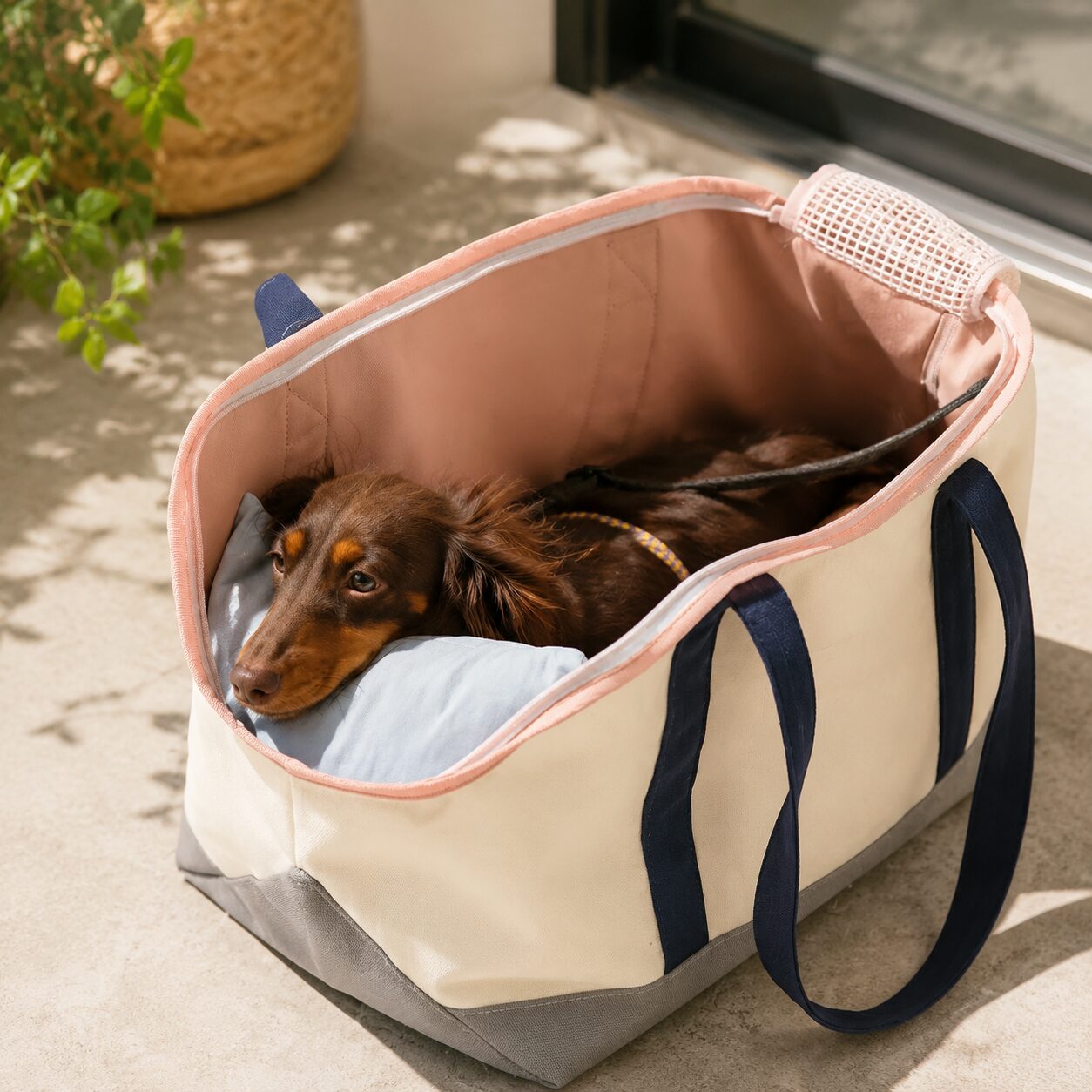 Color-Block Mesh Pet Carry Tote