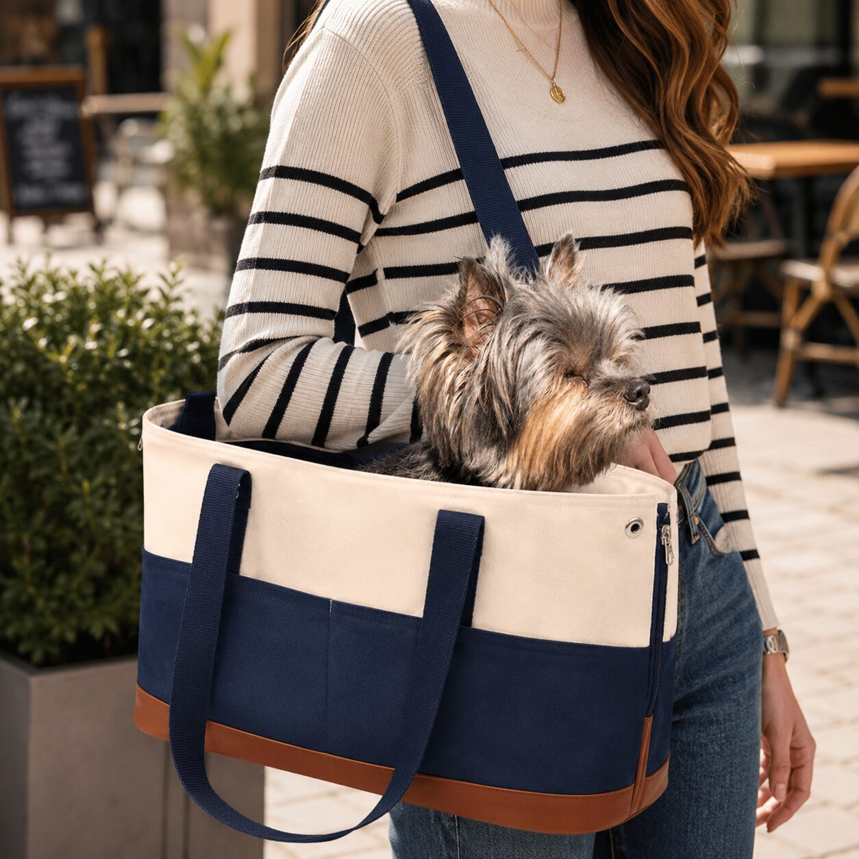 Color-Block Open-Top Pet Organizer Tote