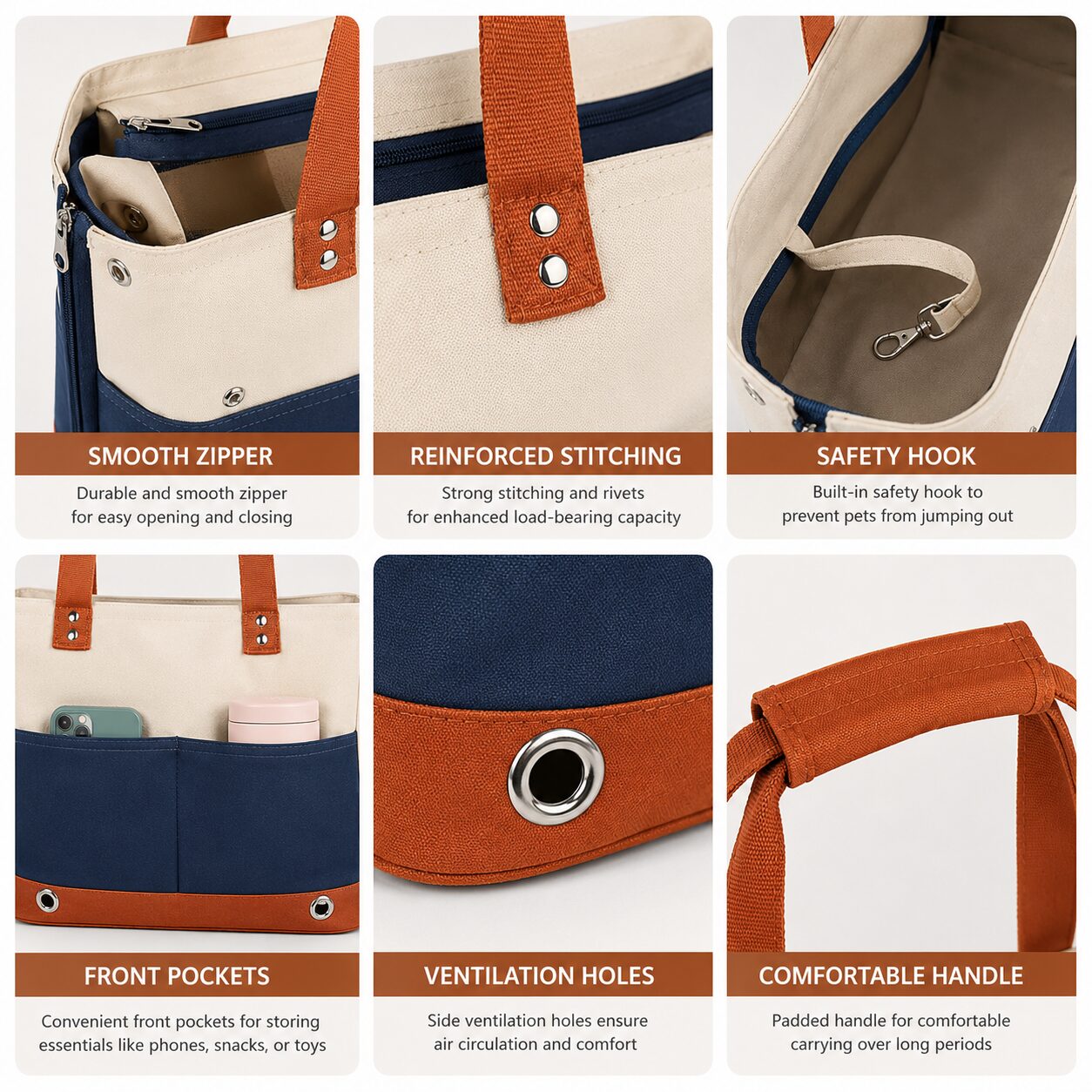 Color-Block Open-Top Pet Organizer Tote
