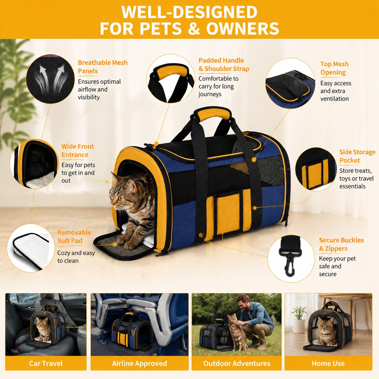 Color-Block Soft Pet Carry Bag