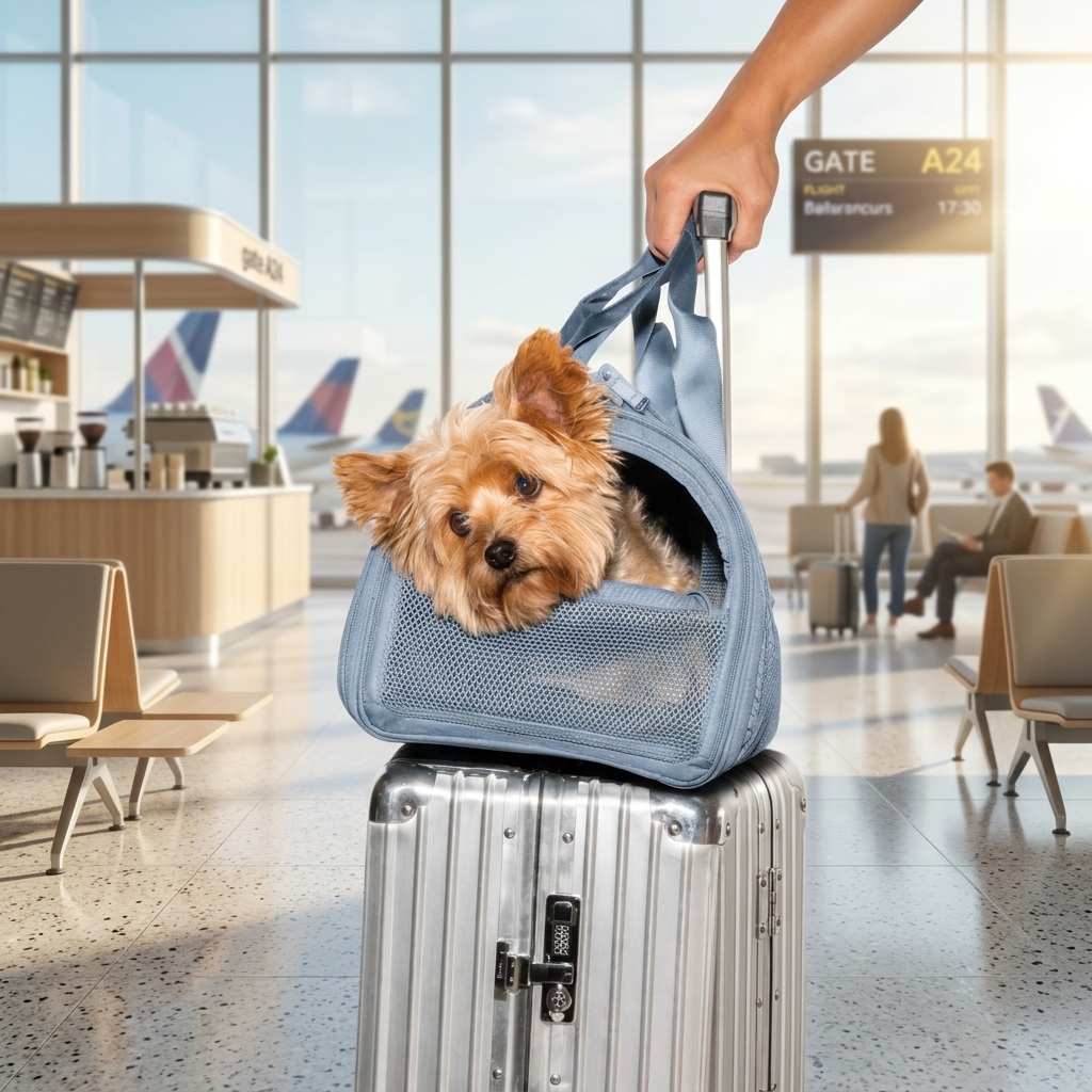 Compact Mesh-Window Pet Travel Carrier