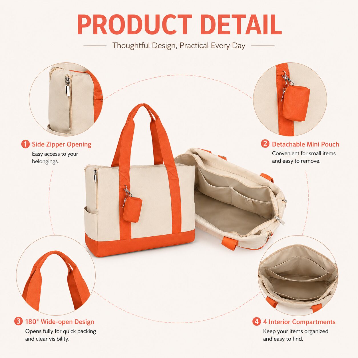 Contrast-Trim Pet Companion Tote