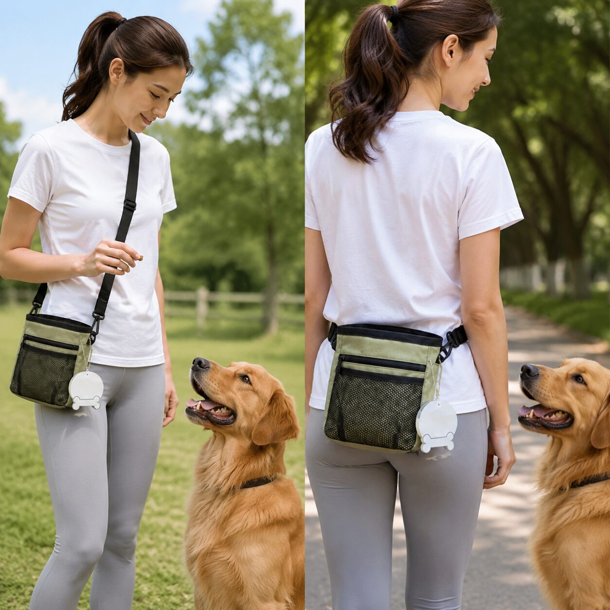 Convertible Dog Training Treat Bag with Adjustable Strap