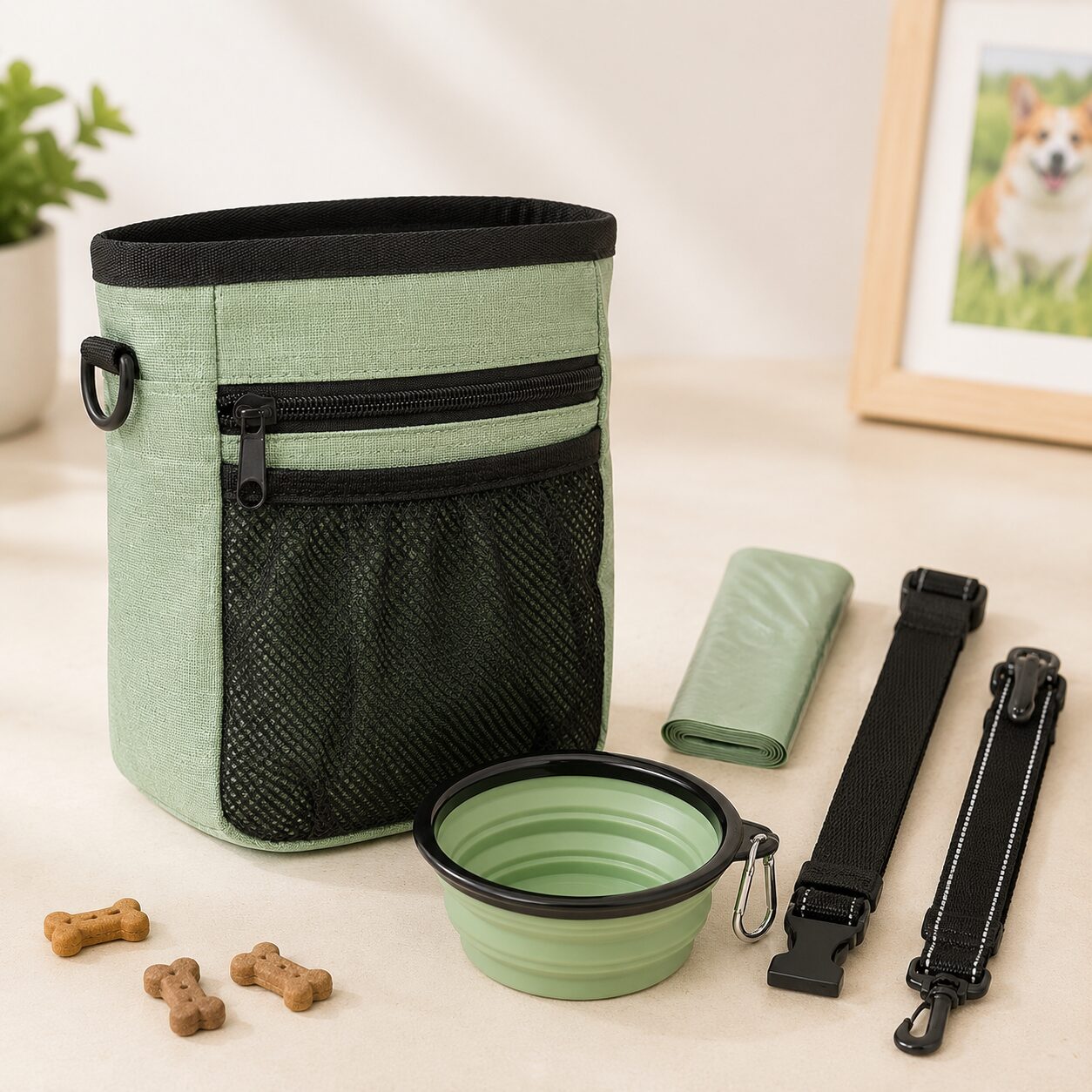 Convertible Dog Training Treat Bag with Adjustable Strap