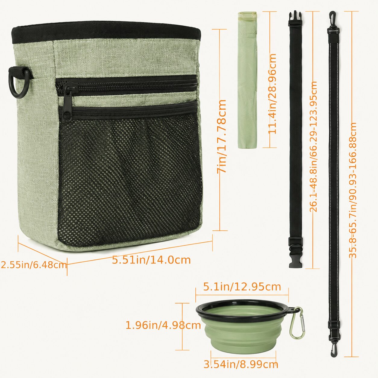 Convertible Dog Training Treat Bag with Adjustable Strap