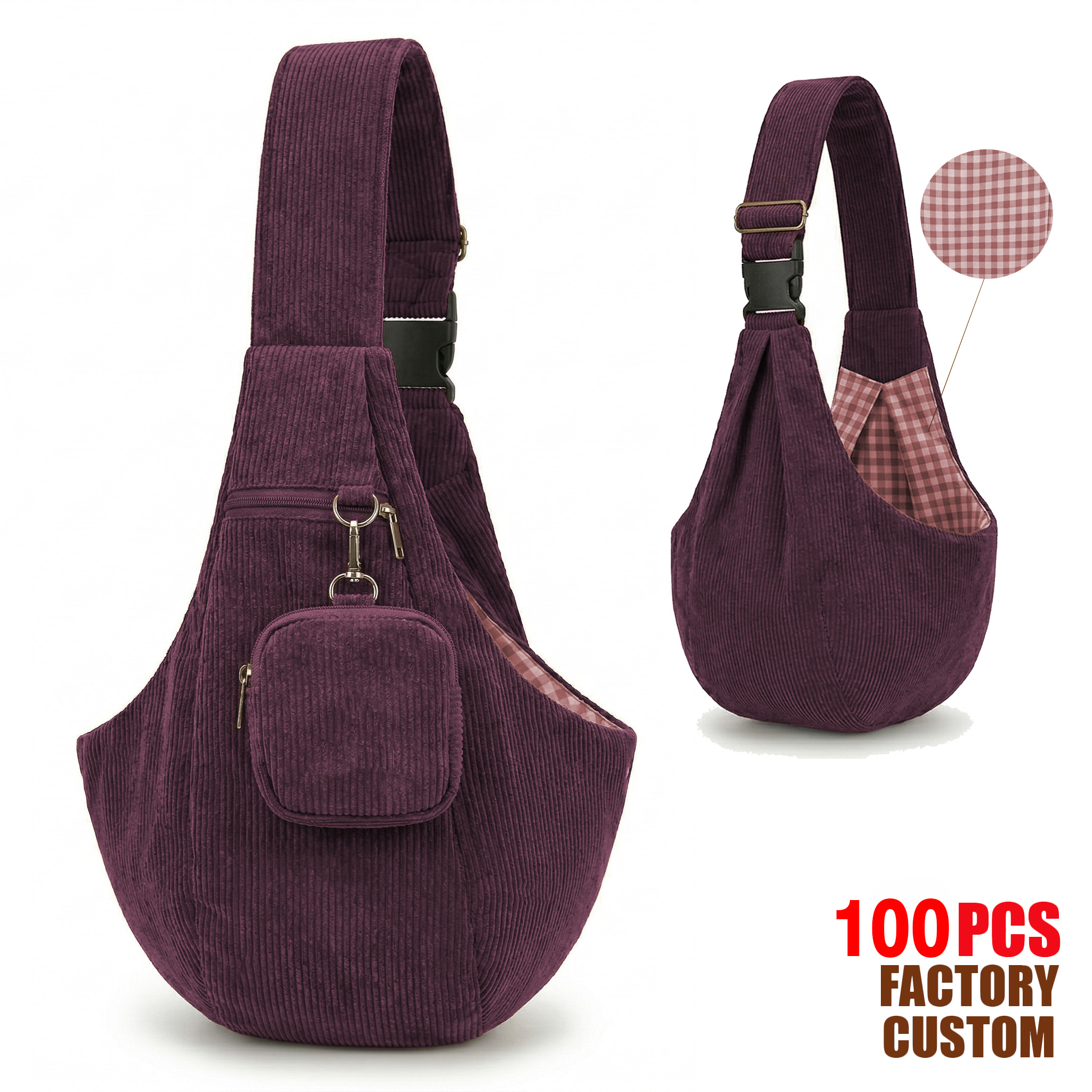 Corduroy Crossbody Pet Sling Carrier