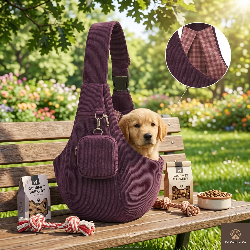 Corduroy Crossbody Pet Sling Carrier