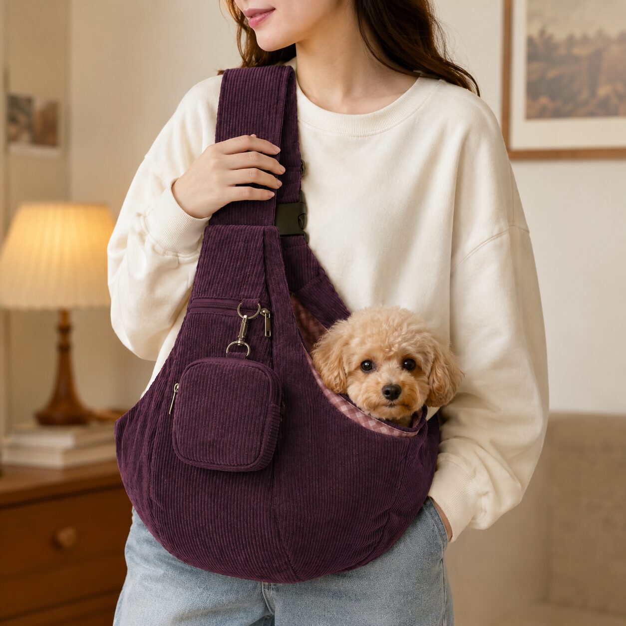 Corduroy Crossbody Pet Sling Carrier