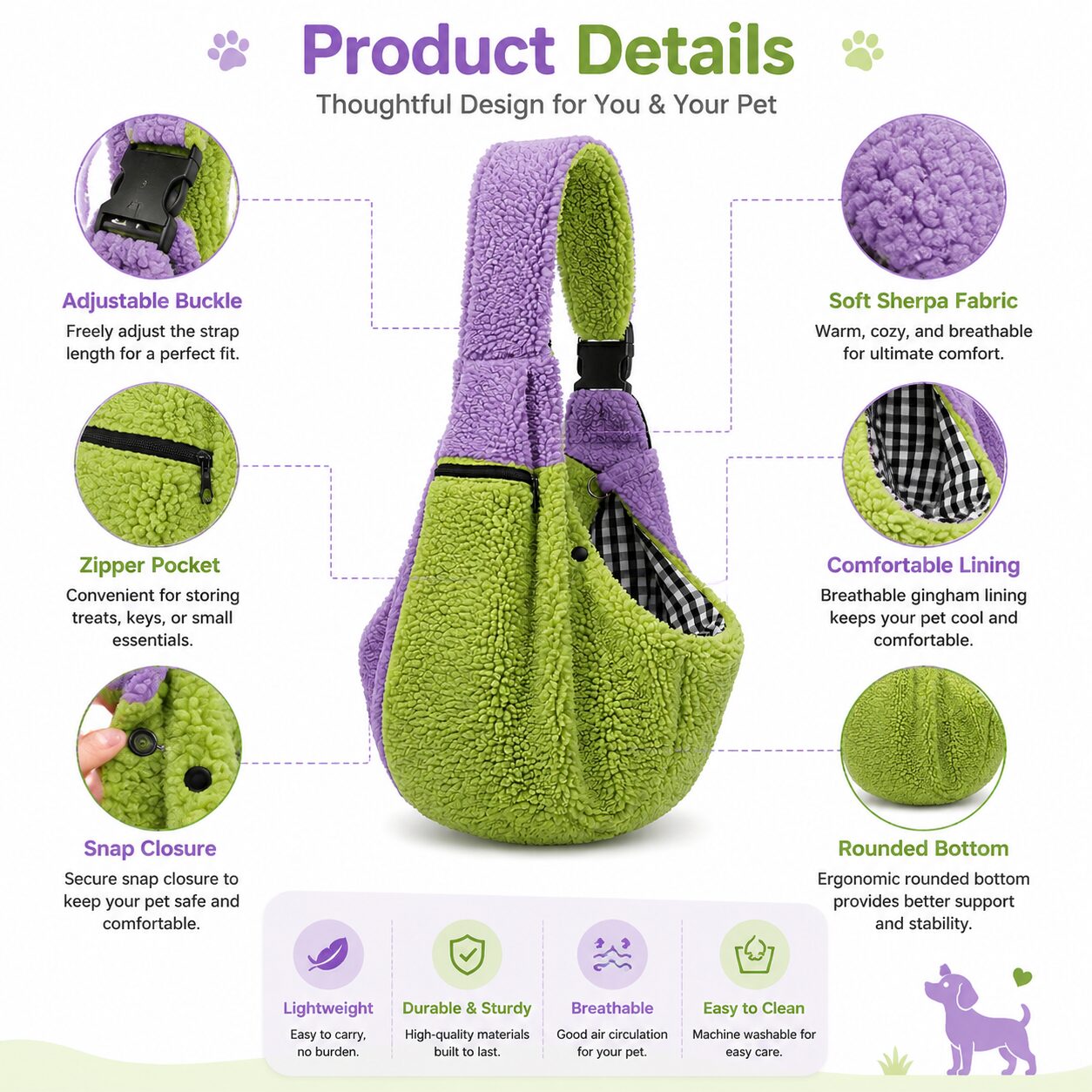 Cozy Sherpa Pet Nest Sling