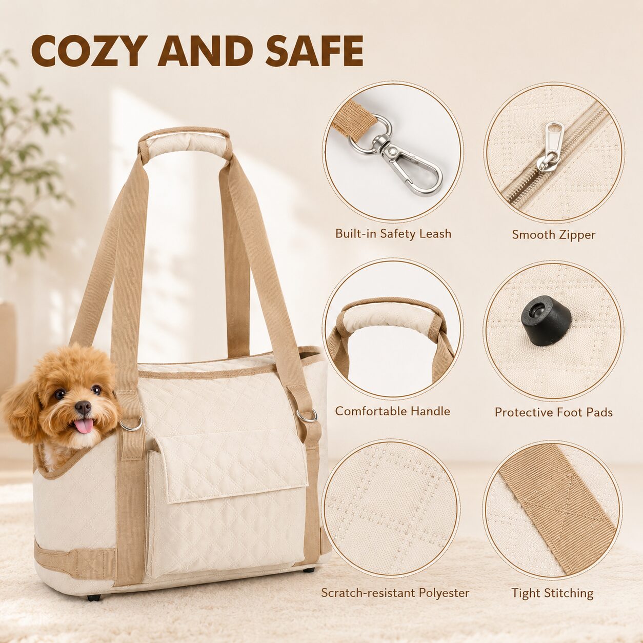 Diamond-Quilted Pet Carryall Tote