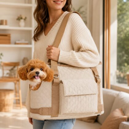 Diamond-Quilted Pet Carryall Tote