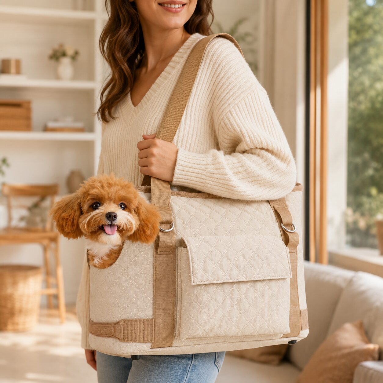 Diamond-Quilted Pet Carryall Tote