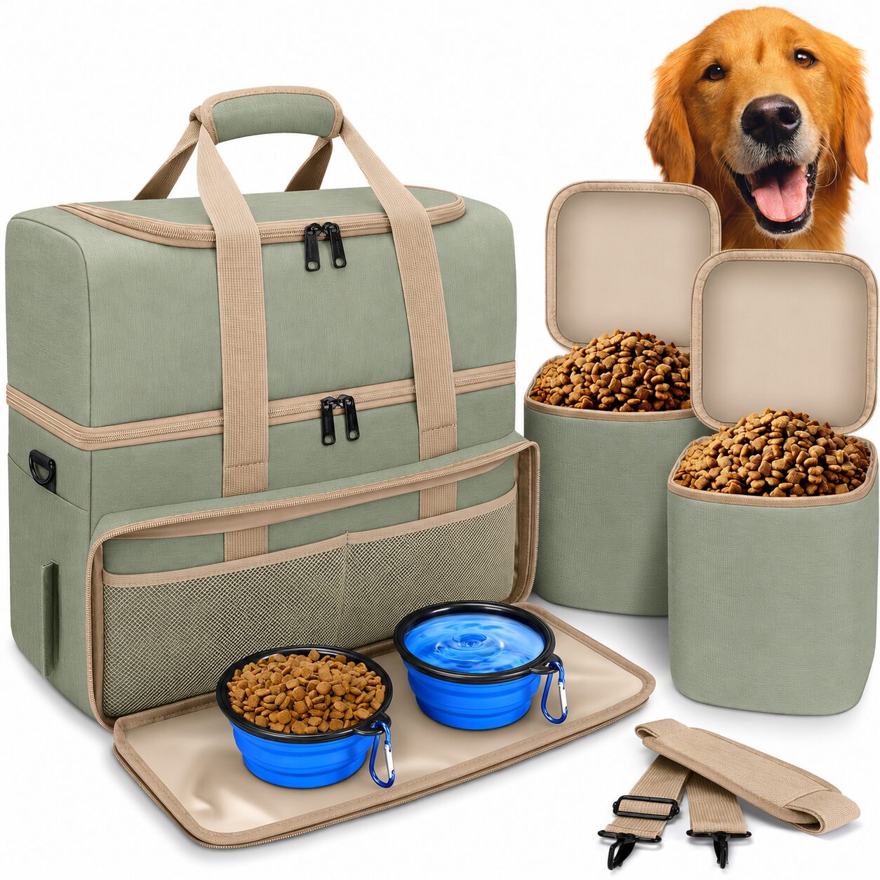 Dual-Layer Pet Training Meal and Gear Carrier
