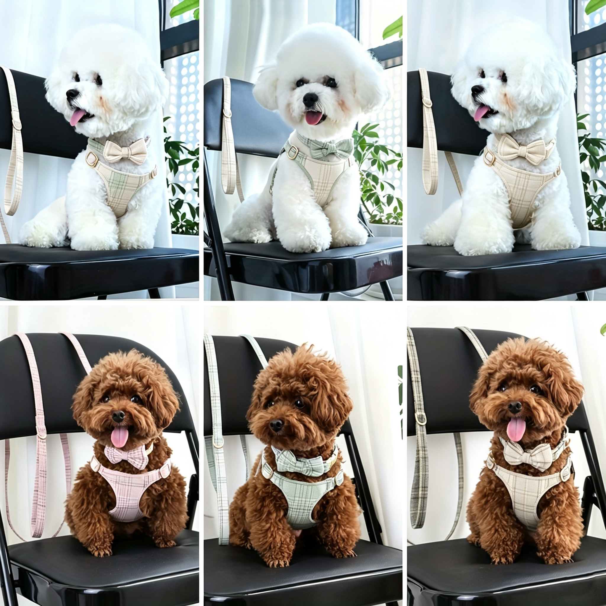 Elegant Bow Tie Dog Harness and Leash Set