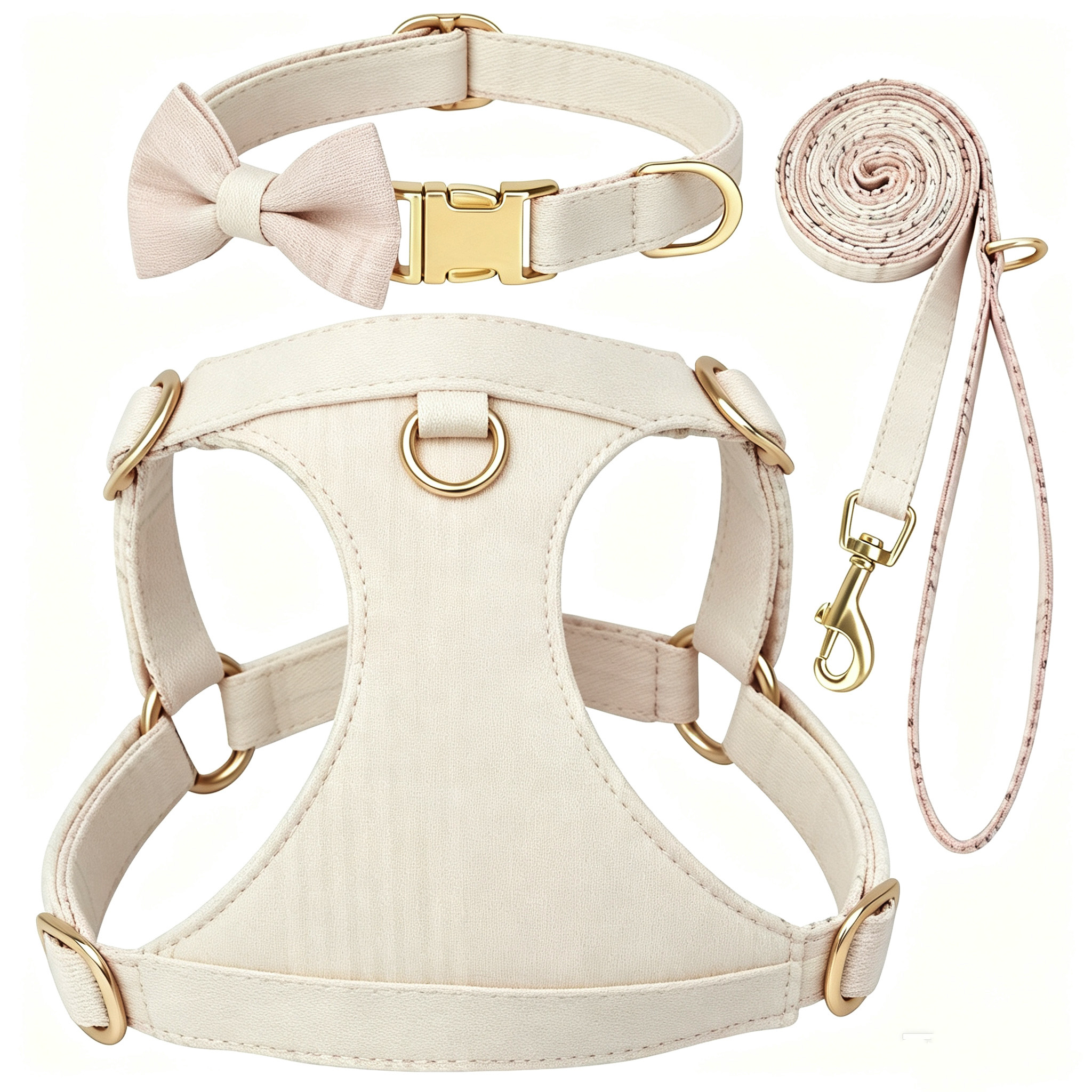 Elegant Bow Tie Dog Harness and Leash Set