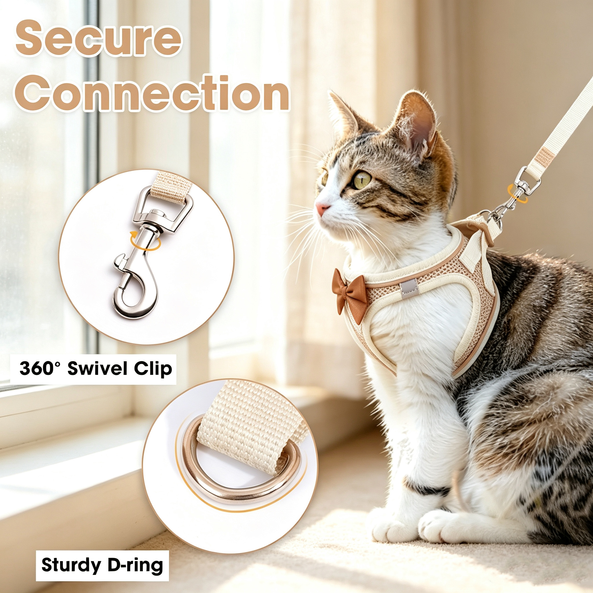 Elegant Bow Tie Mesh Cat Harness