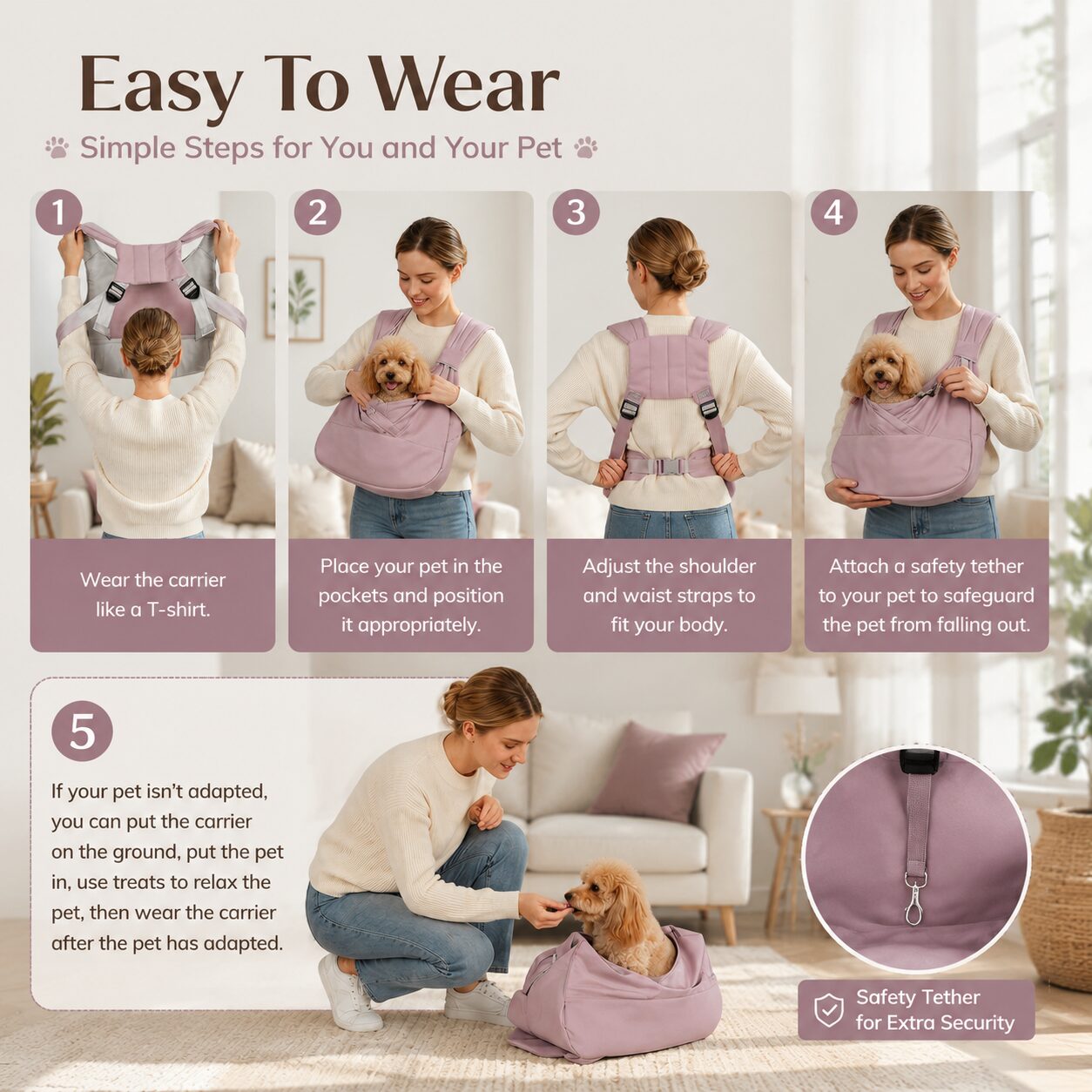 Ergonomic Wraparound Pet Sling Carrier