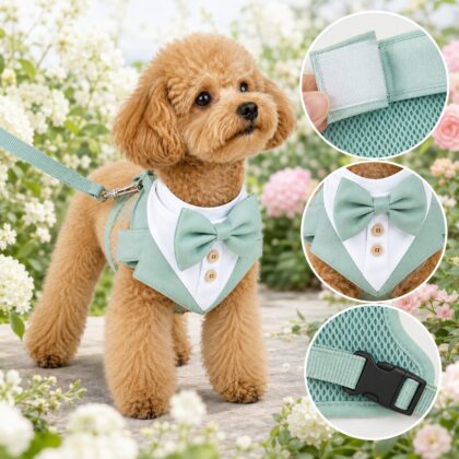 Formal Bow Tie Dog Harness Set