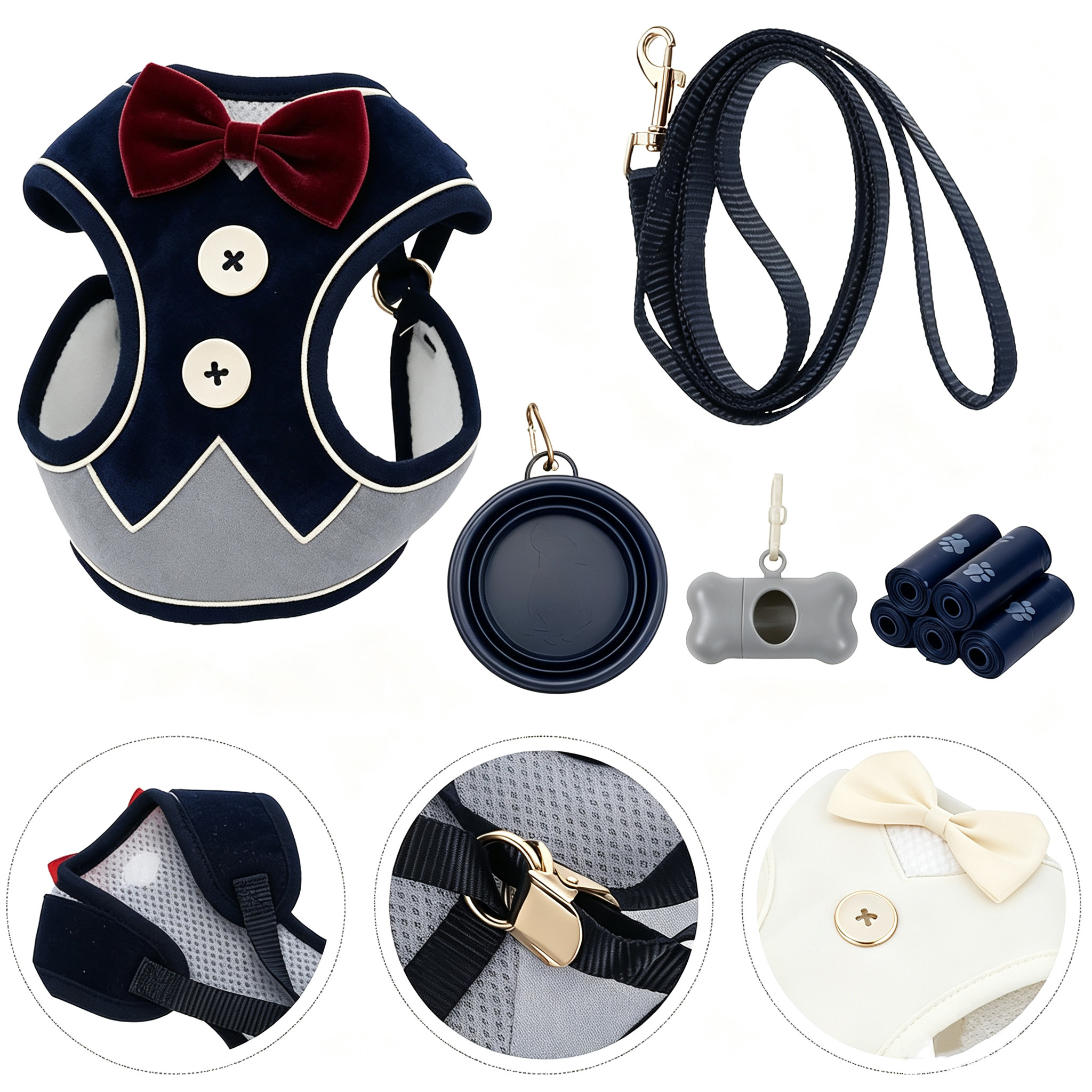 Formal Tuxedo Dog Harness Walking Kit
