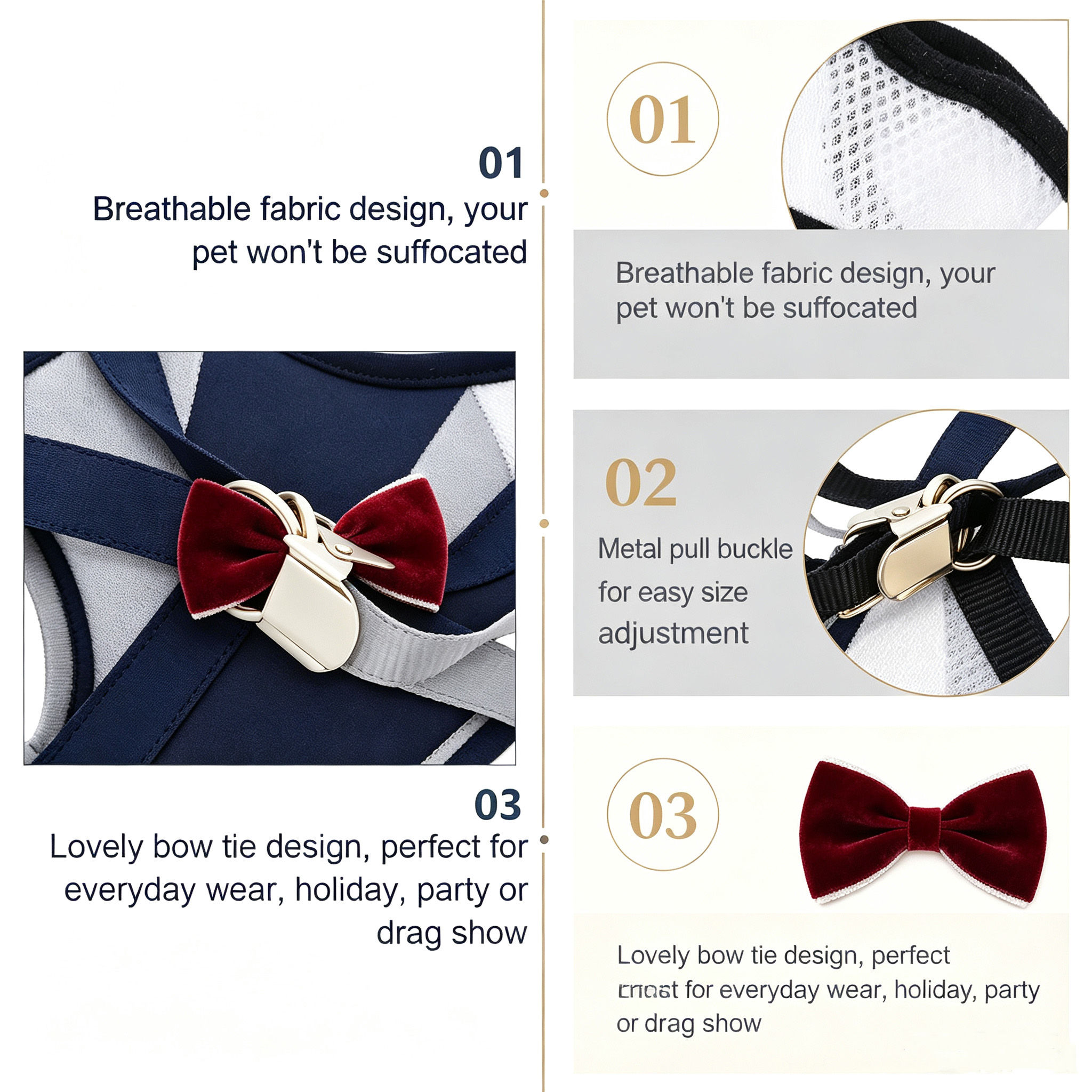Formal Tuxedo Dog Harness Walking Kit