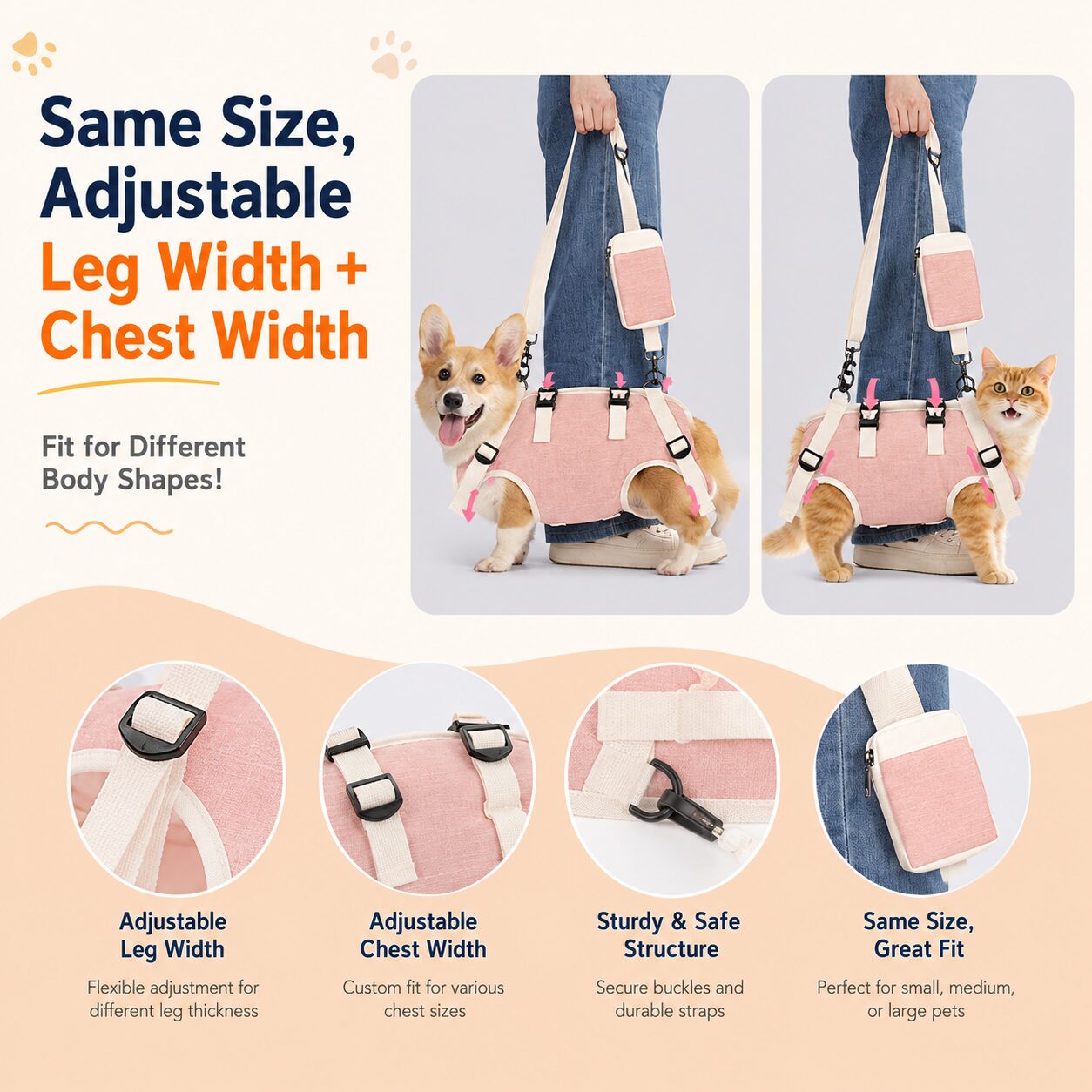 Hands-Free Support Harness Pet Carrier
