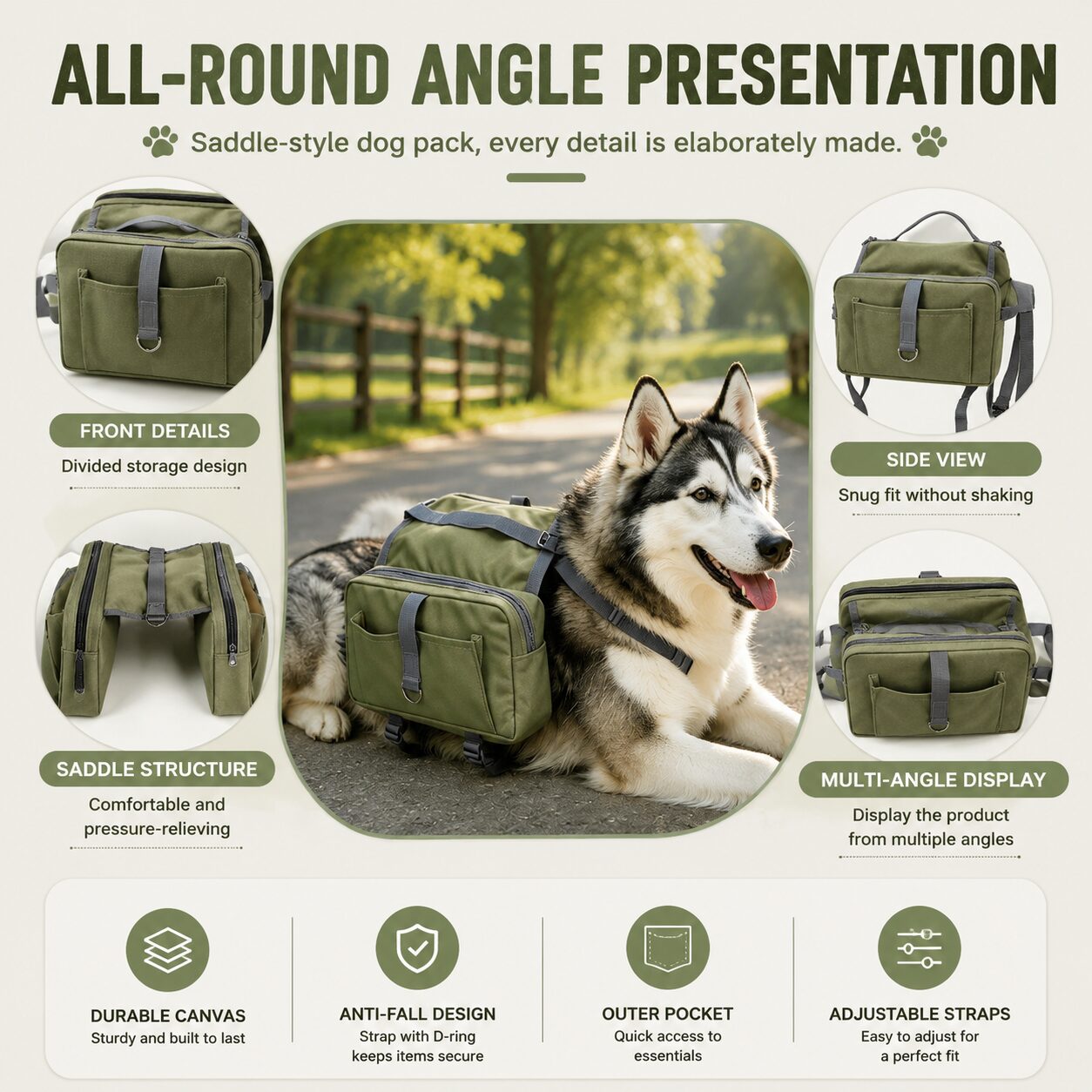 Heavy-Duty Dog Saddlebag for Outdoor Adventures
