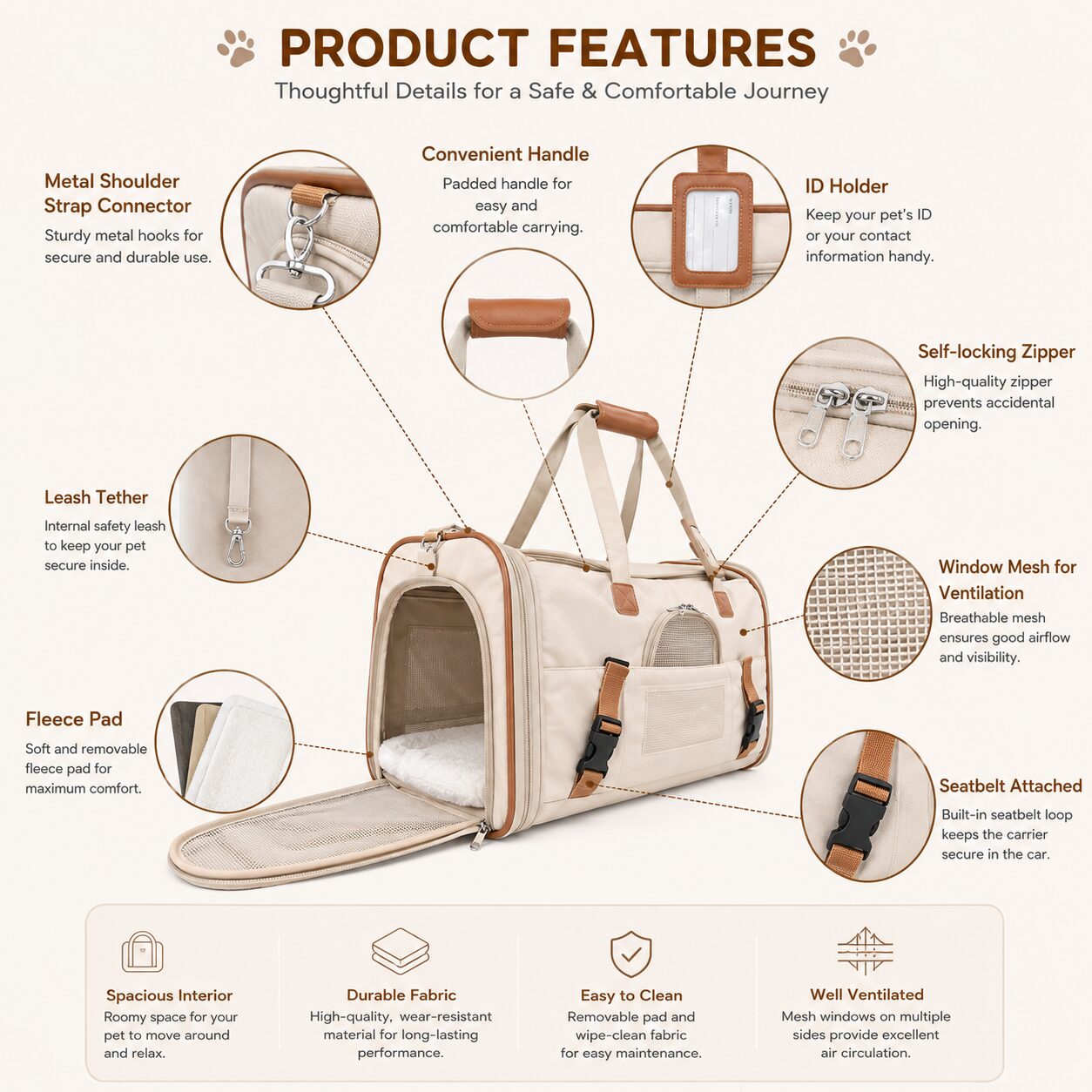 Multi-Entry Pet Travel Duffel Carrier