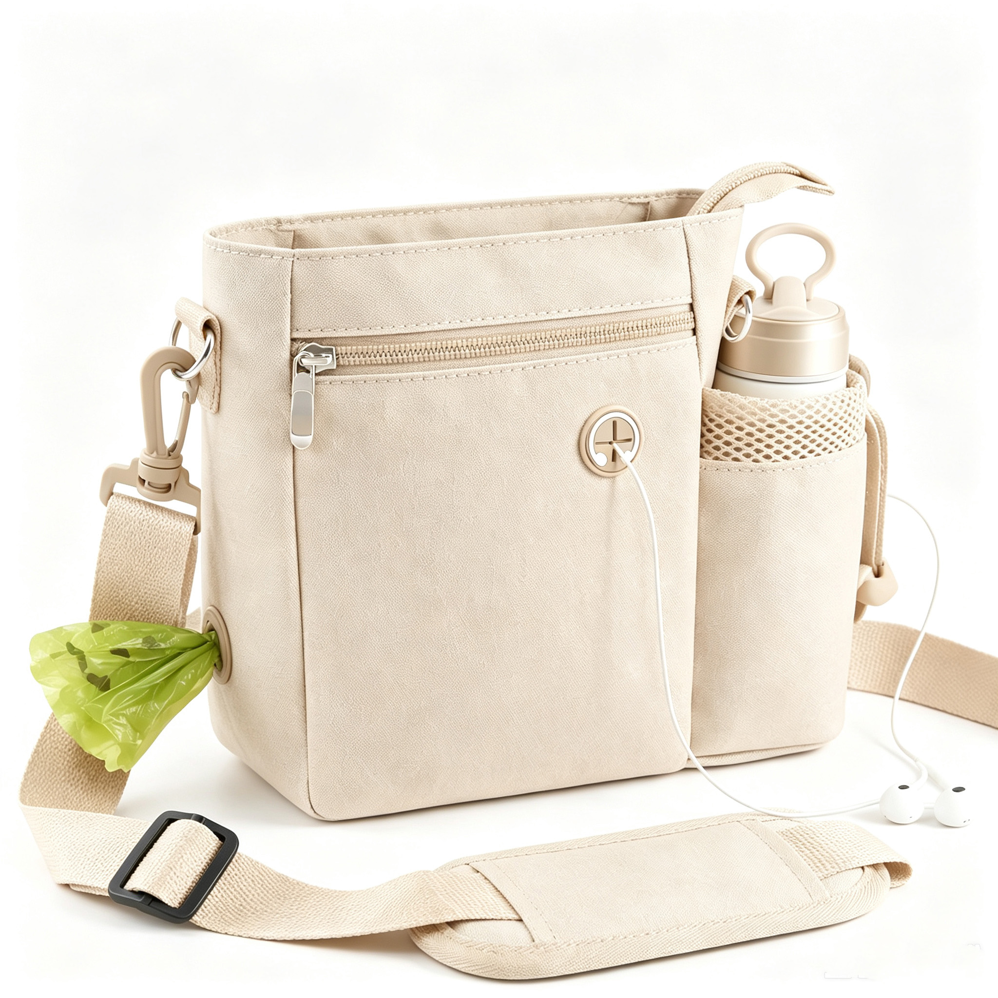 Multi-Function Pet Training Shoulder Bag with Waste Bag Dispenser