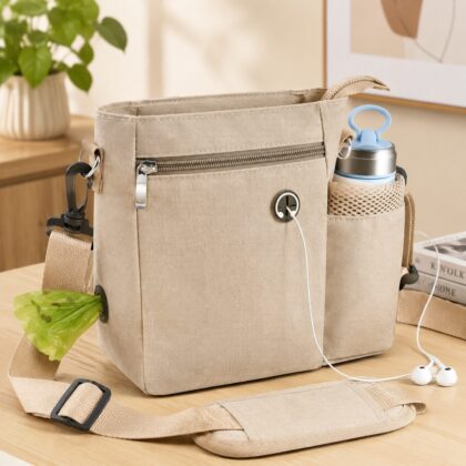 Multi-Function Pet Training Shoulder Bag with Waste Bag Dispenser