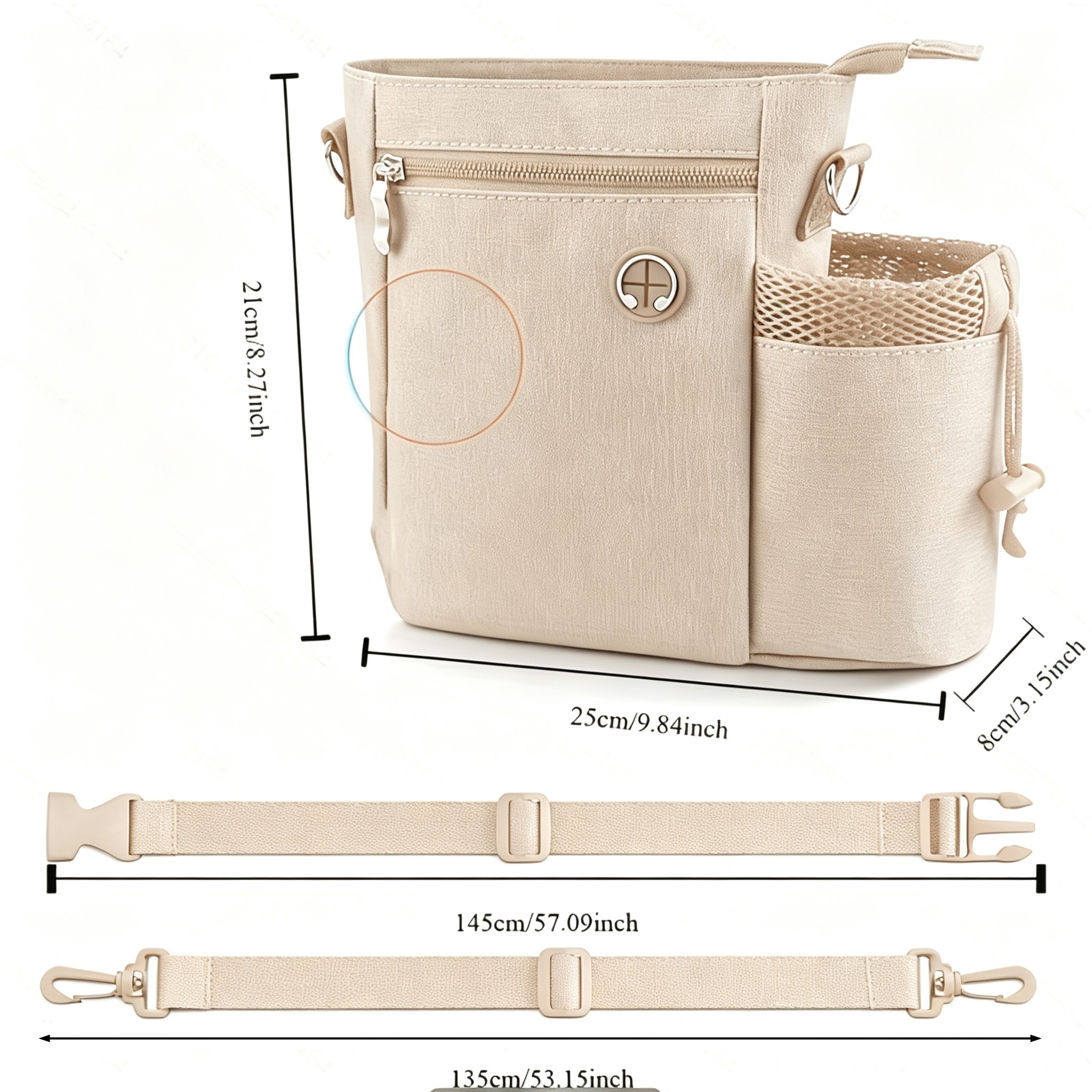 Multi-Function Pet Training Shoulder Bag with Waste Bag Dispenser
