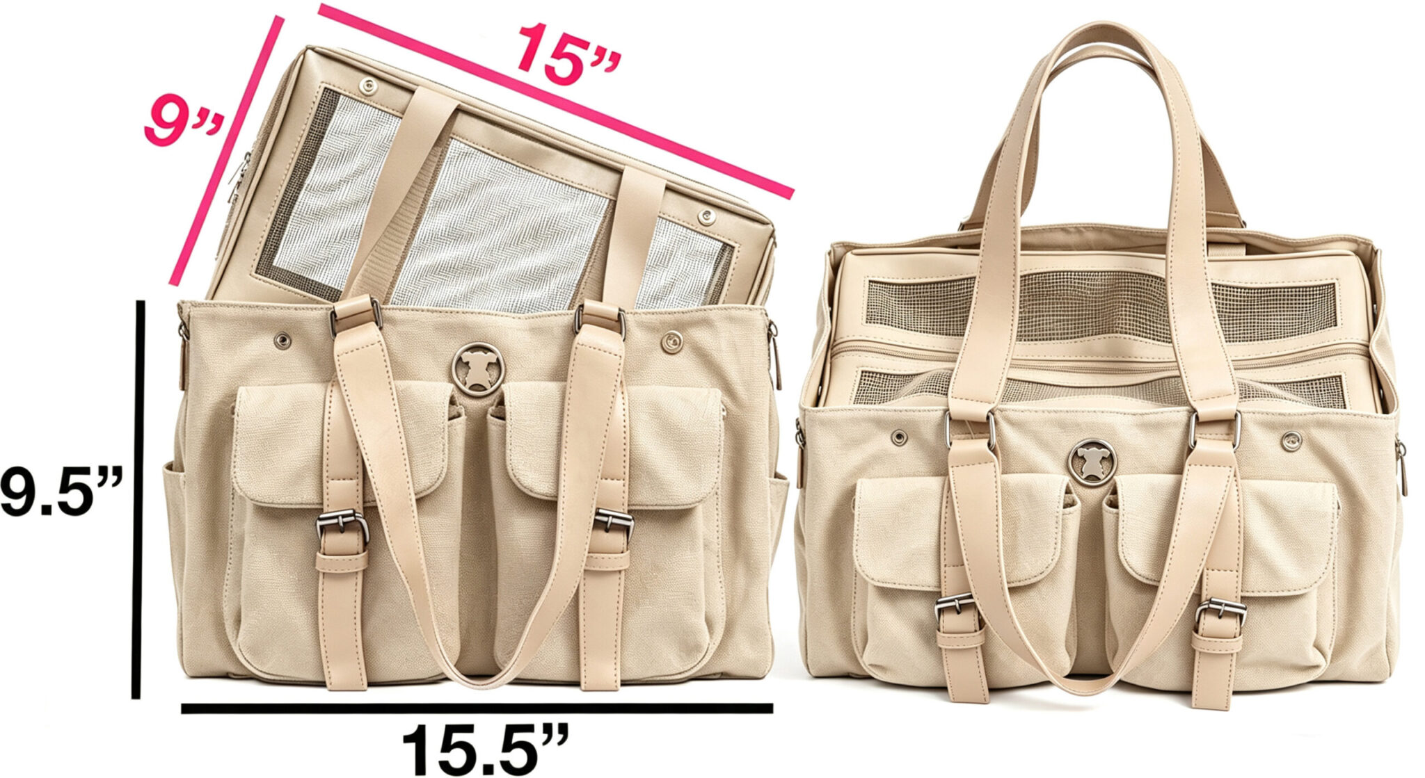 Multi-Pocket Pet Travel Tote Carrier