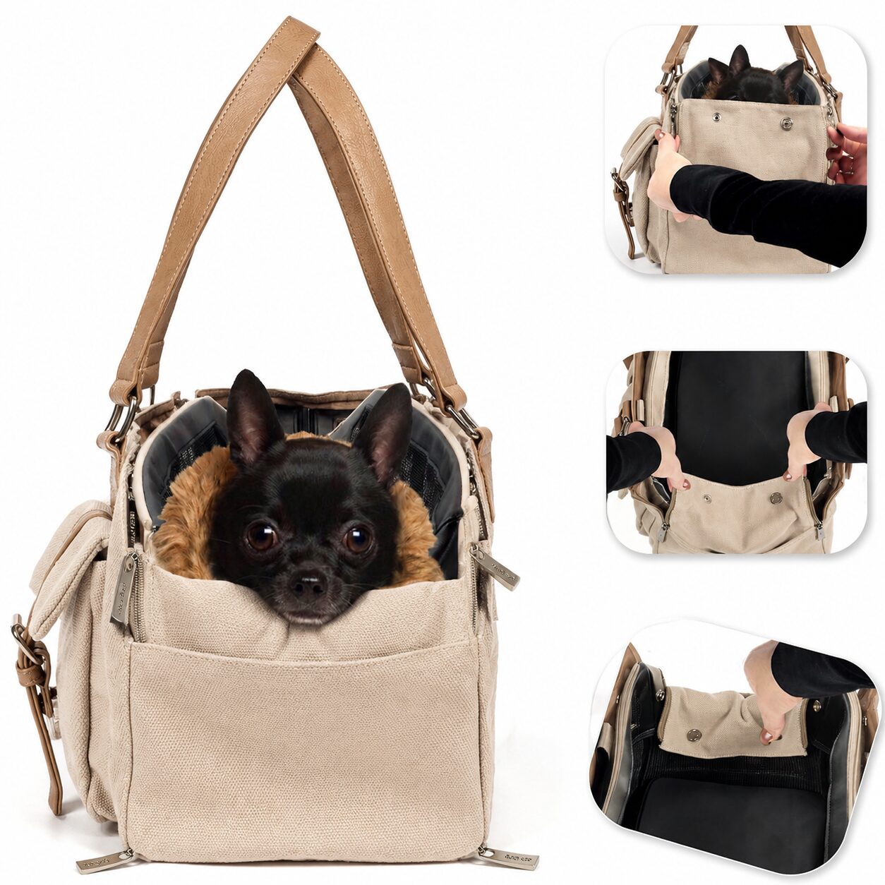 Multi-Pocket Pet Travel Tote Carrier