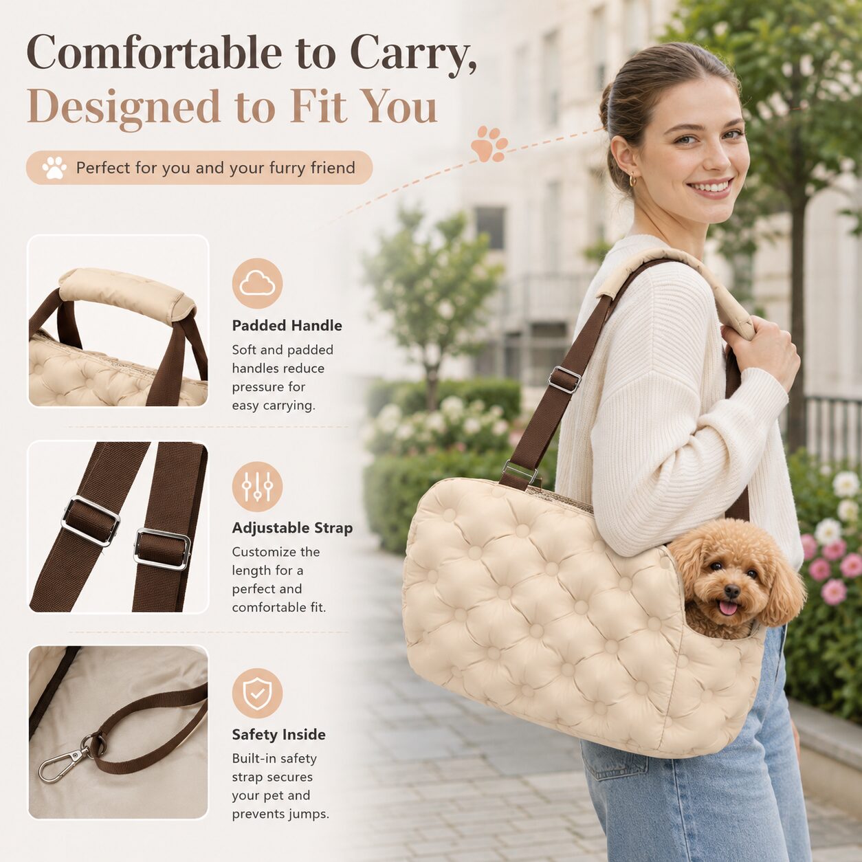 Padded Shoulder Pet Carrier Bag