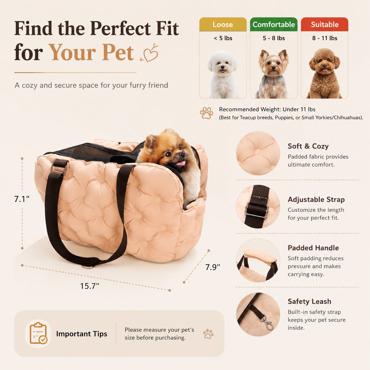Padded Shoulder Pet Carrier Bag