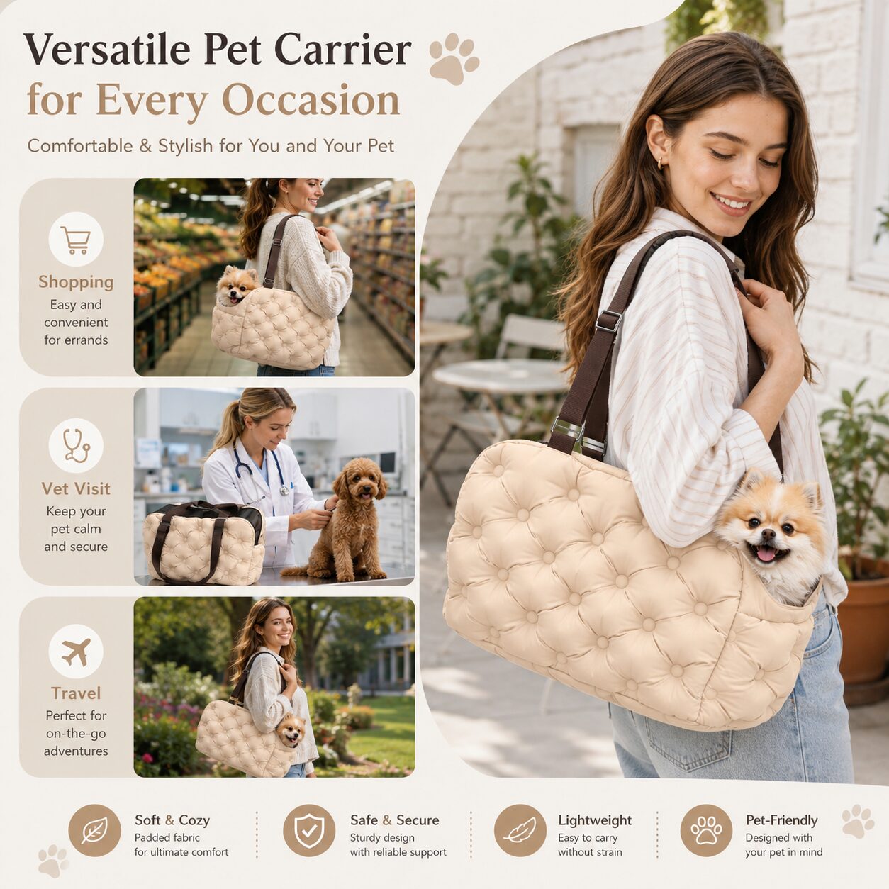 Padded Shoulder Pet Carrier Bag